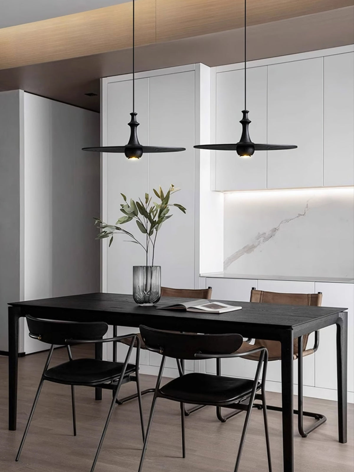 Syrinyra Sculptural Wood Disc Pendant Light