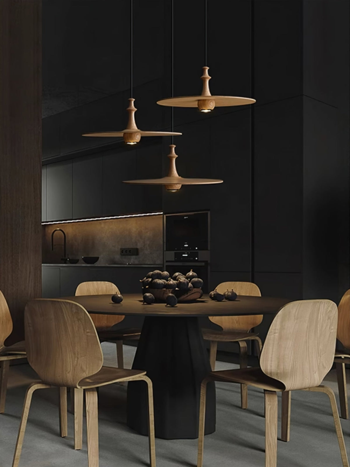 Syrinyra Sculptural Wood Disc Pendant Light