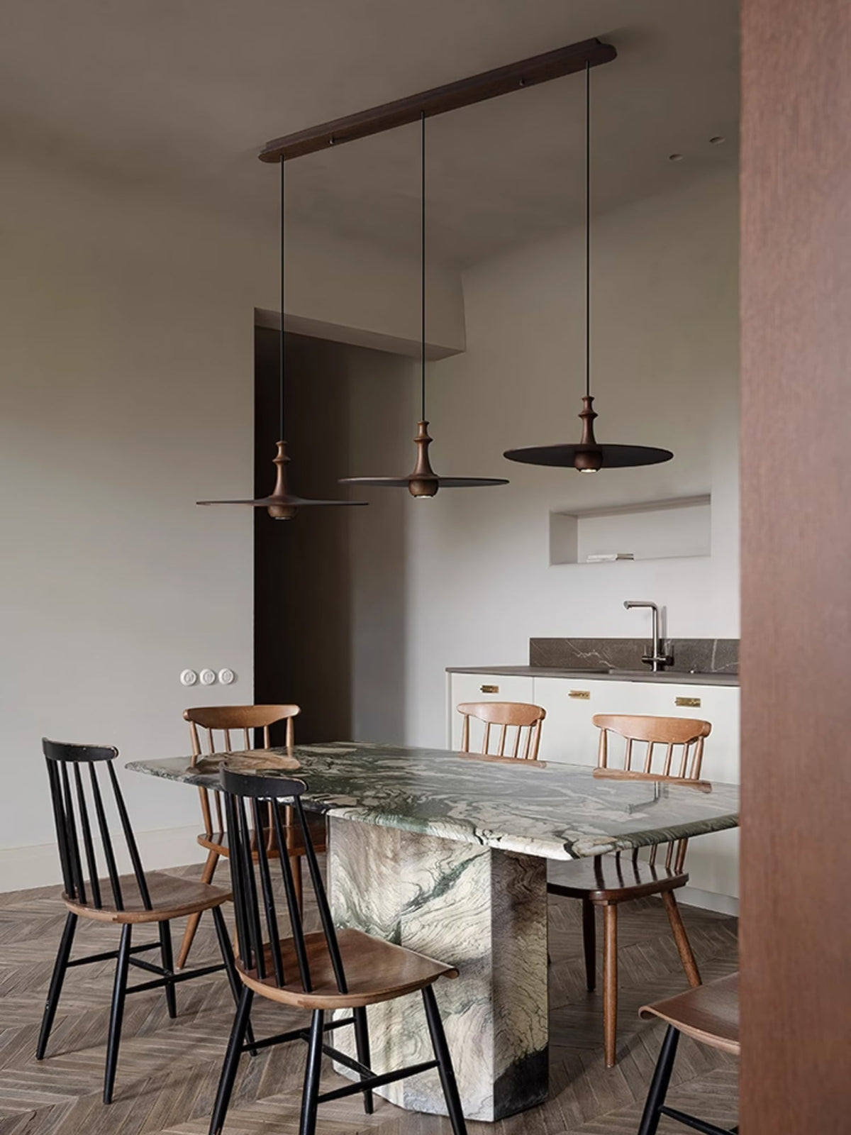Syrinyra Sculptural Wood Disc Pendant Light