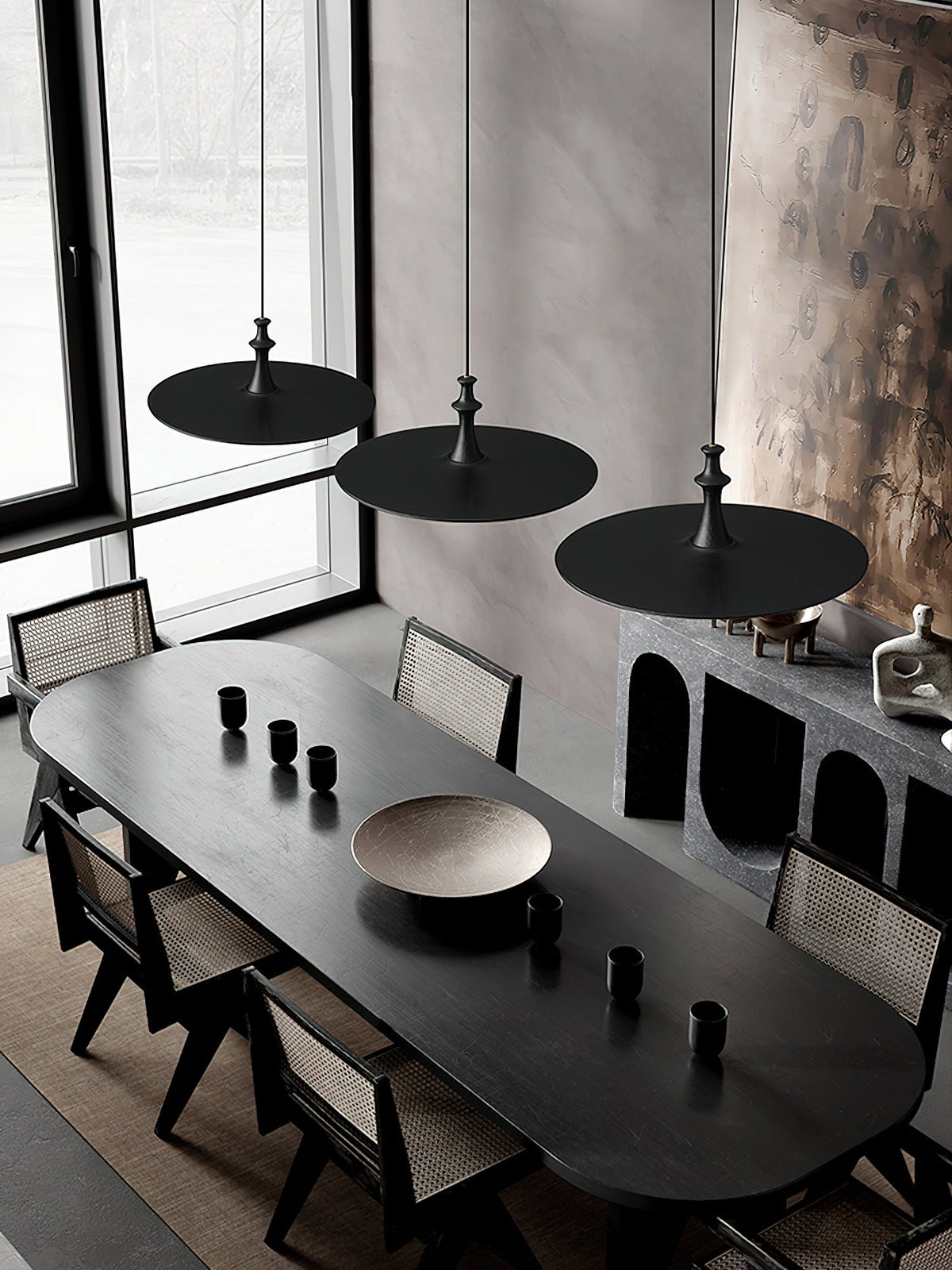 Syrinyra Sculptural Wood Disc Pendant Light