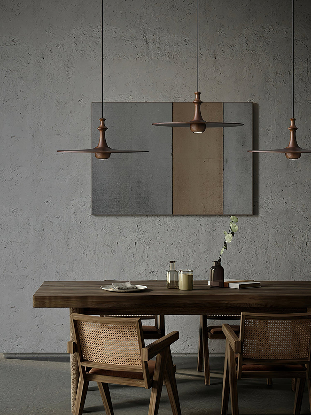 Syrinyra Sculptural Wood Disc Pendant Light