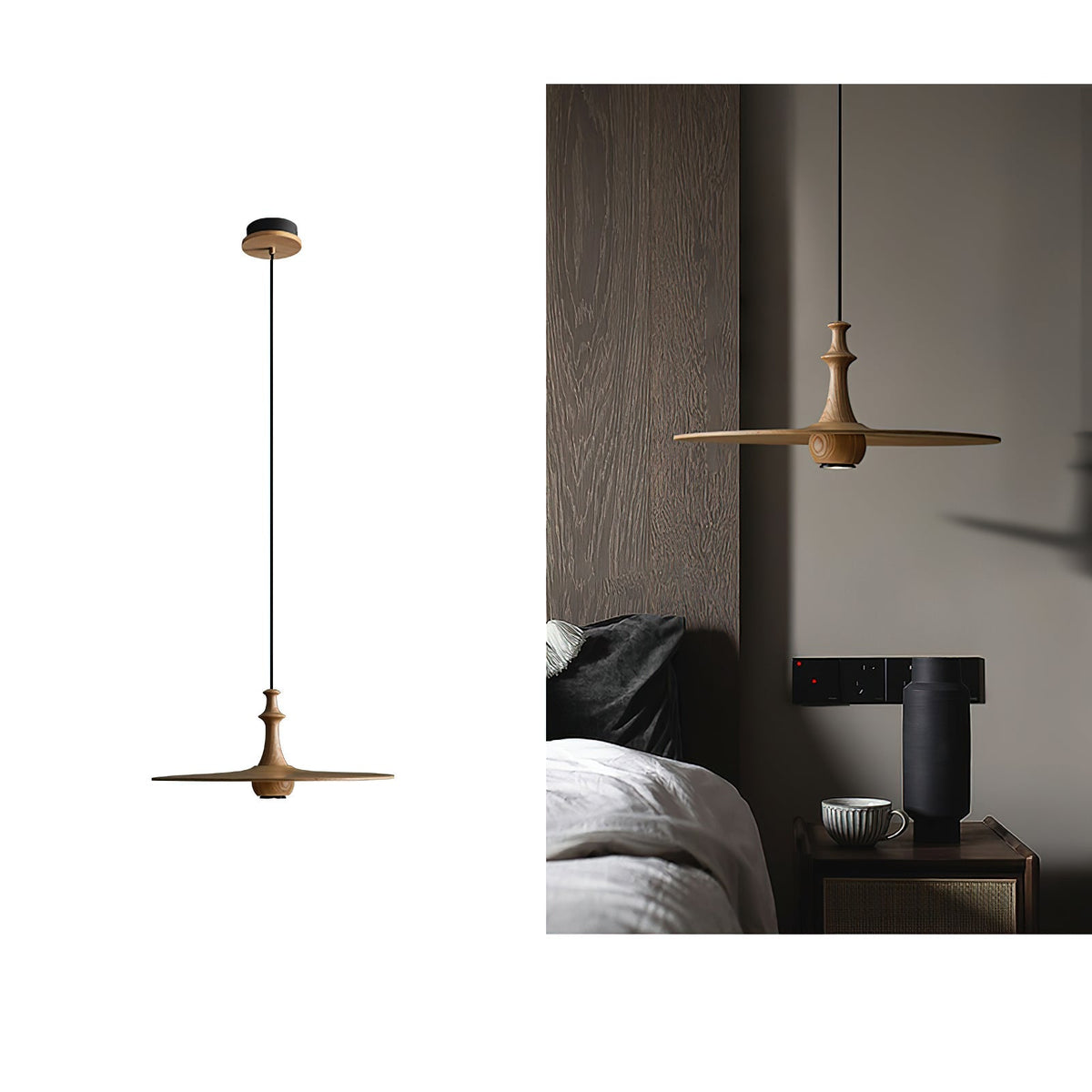 Syrinyra Sculptural Wood Disc Pendant Light