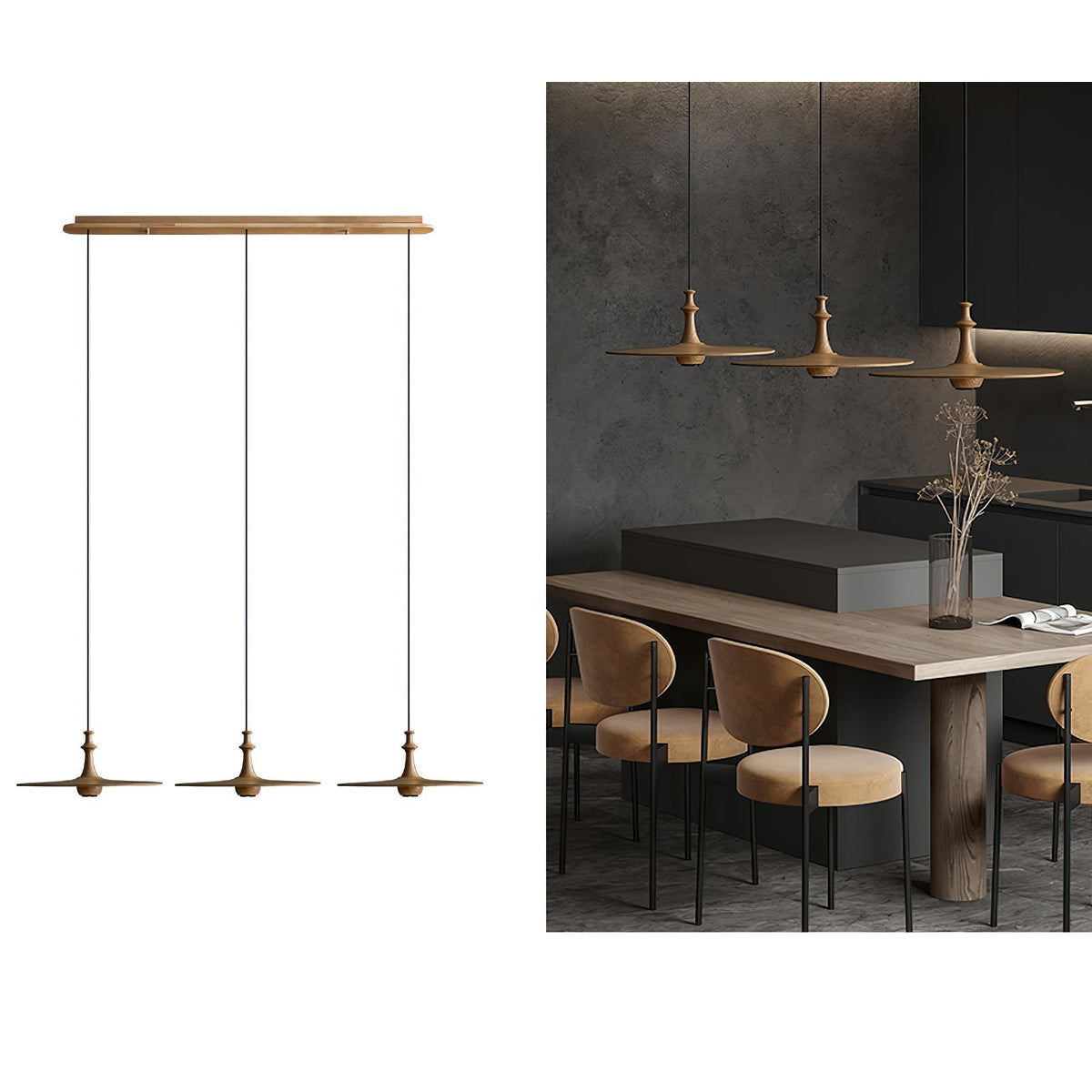 Syrinyra Sculptural Wood Disc Pendant Light