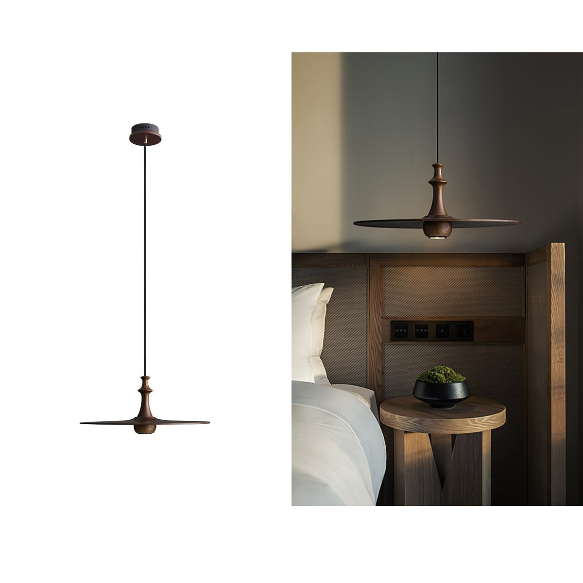 Syrinyra Sculptural Wood Disc Pendant Light