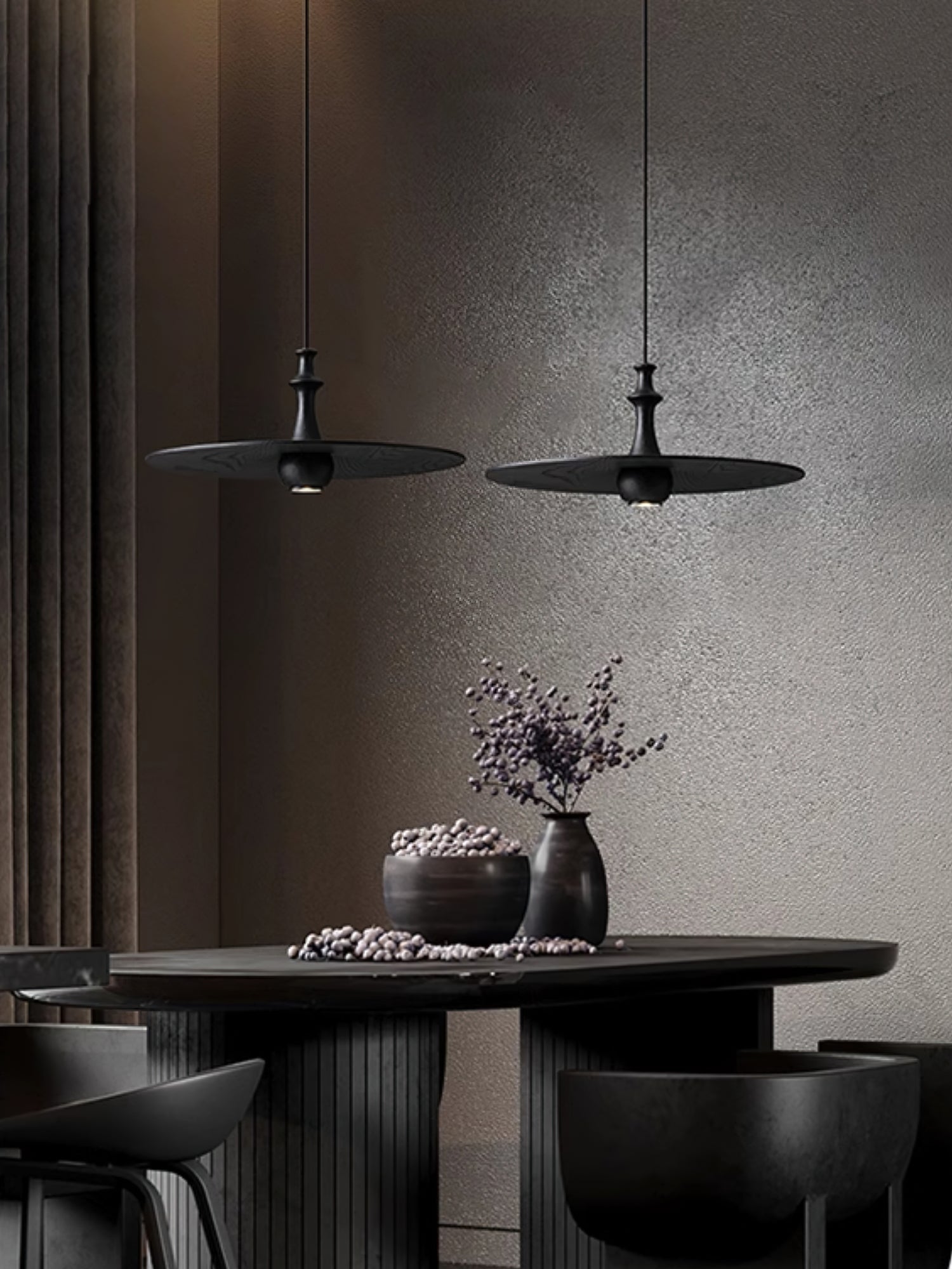 Syrinyra Sculptural Wood Disc Pendant Light