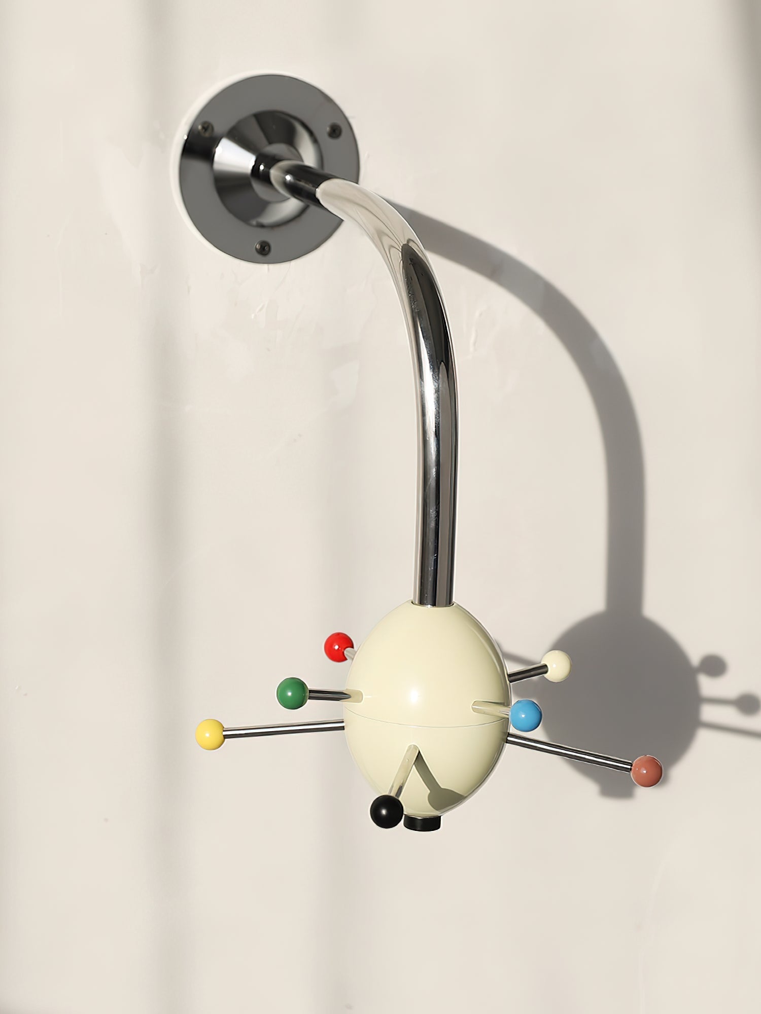 Sputnik Wall Coat Rack Colorful Hooks Modern Hallway - Neutral Decor
