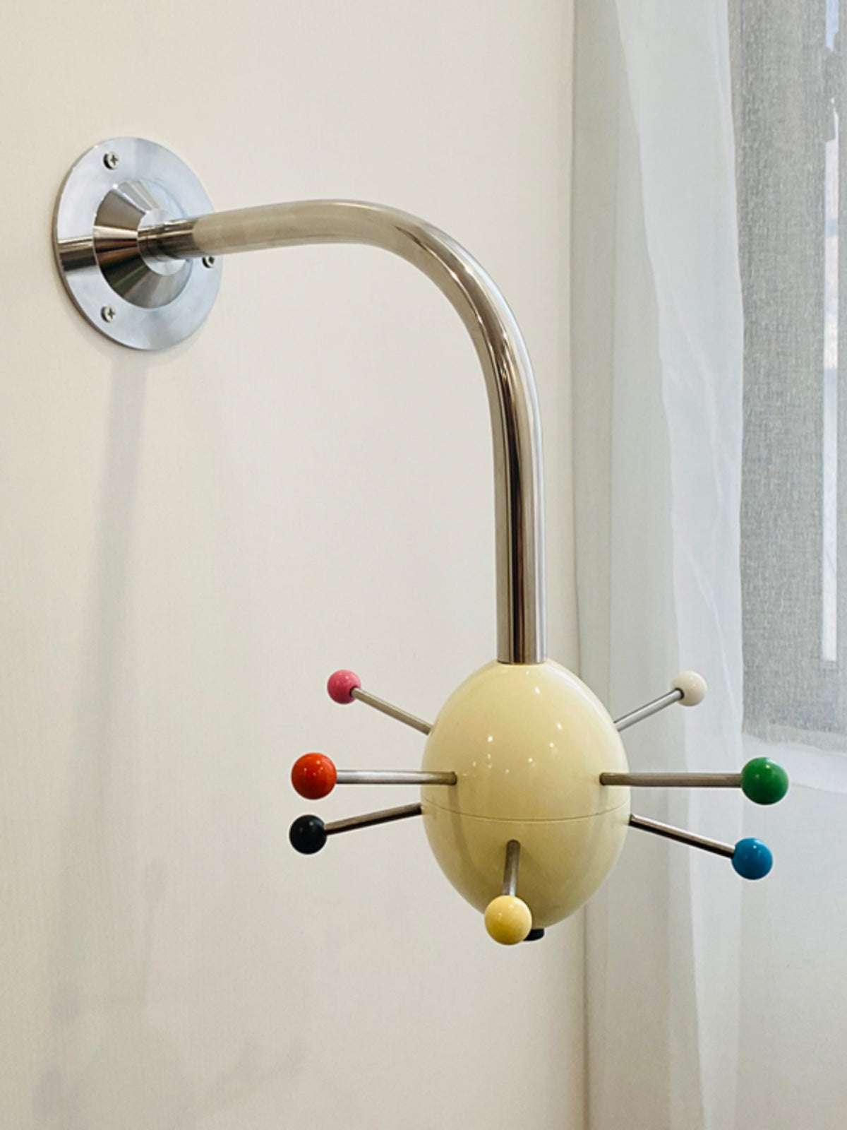 Sputnik Wall Coat Rack Colorful Hooks Modern Hallway - Neutral Decor