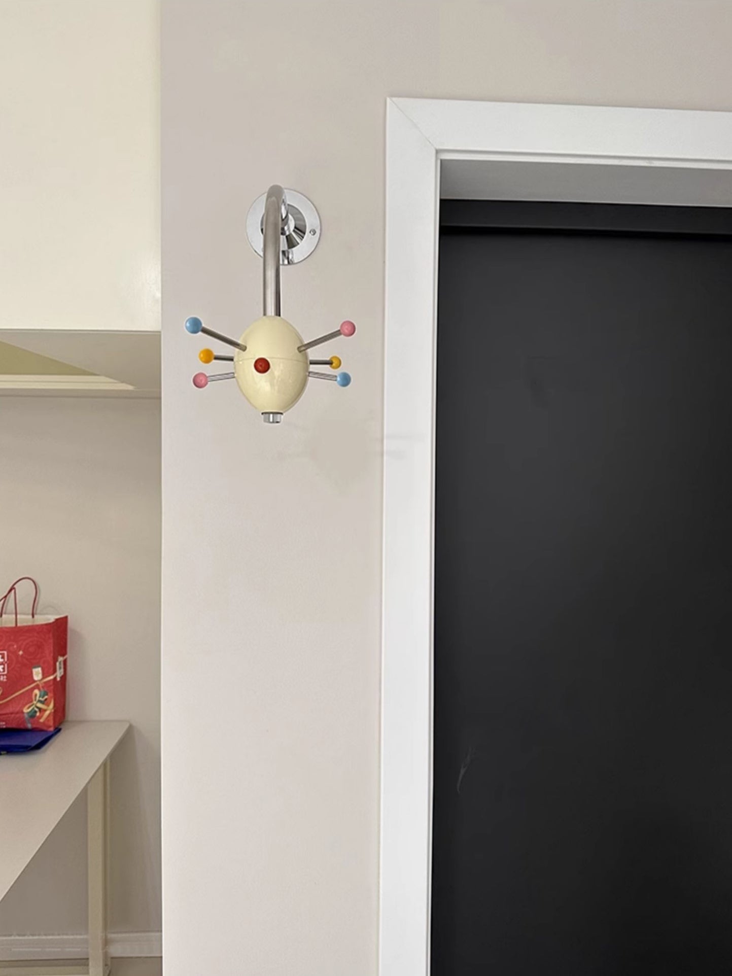 Sputnik Wall Coat Rack Colorful Hooks Modern Hallway - Neutral Decor