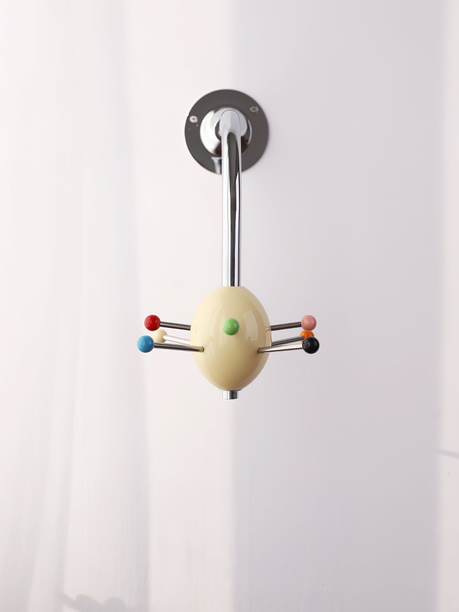 Sputnik Wall Coat Rack Colorful Hooks Modern Hallway - Neutral Decor