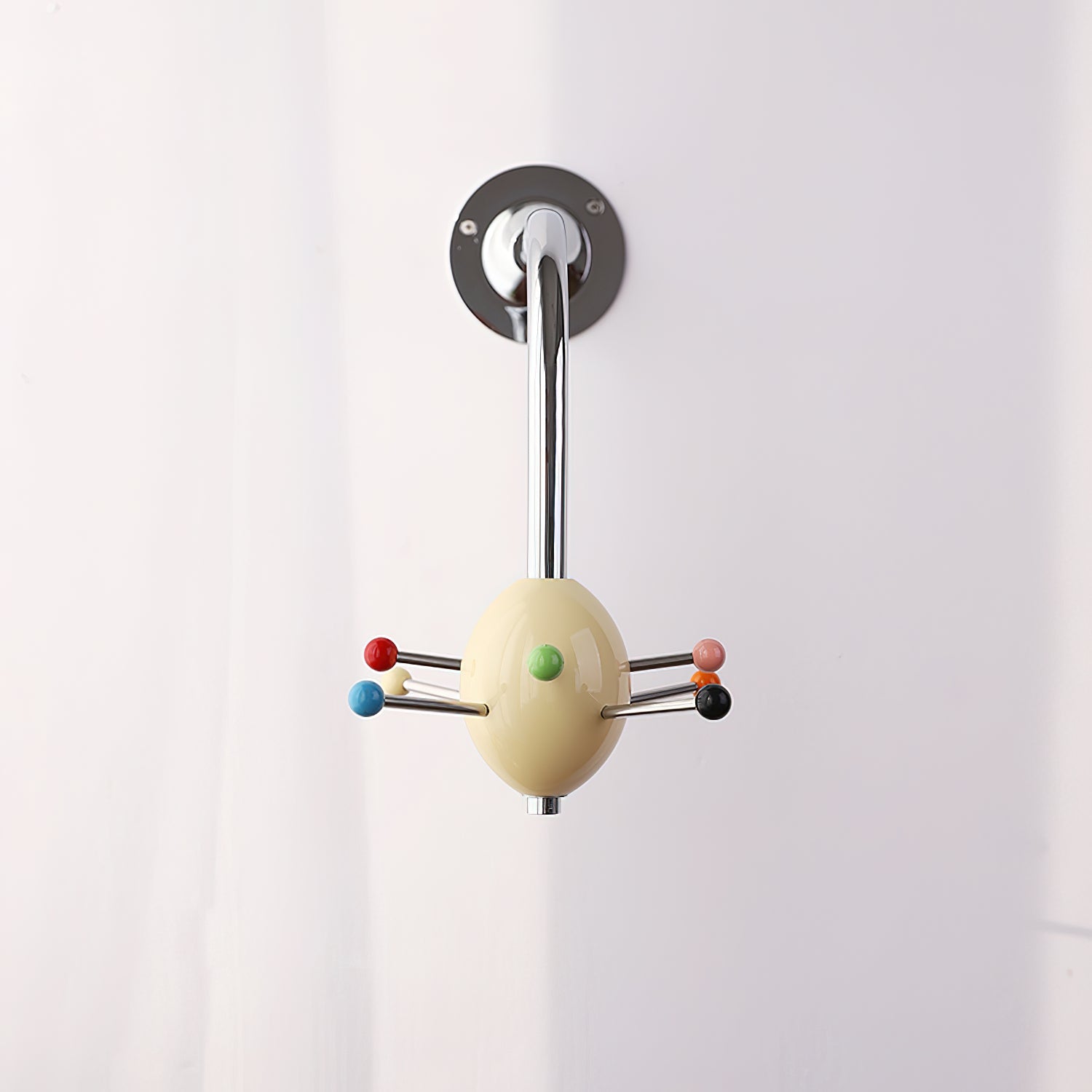 Sputnik Wall Coat Rack Colorful Hooks Modern Hallway - Neutral Decor