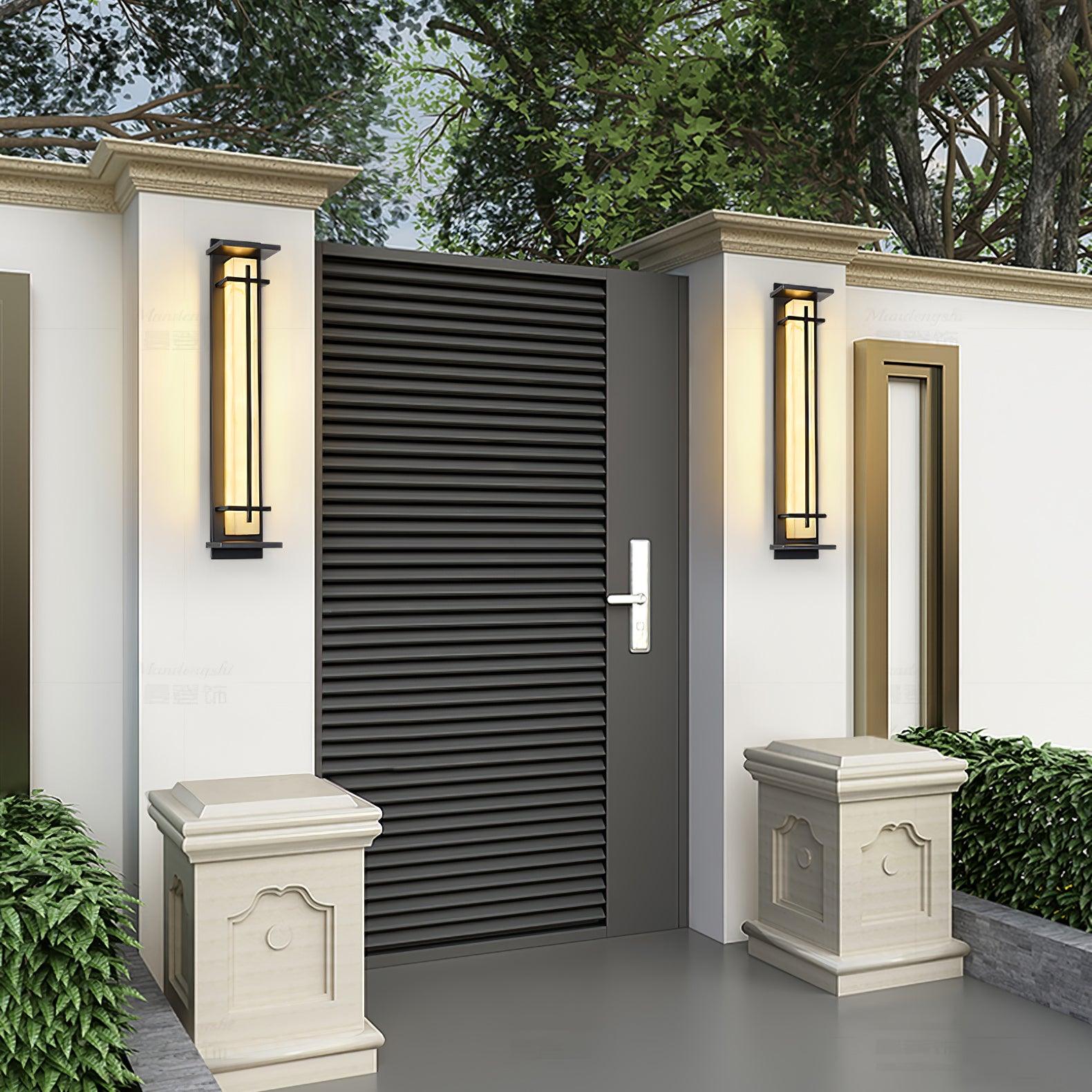 Ray Square Outdoor Wall Light Imitation Alabaster Waterproof - Neutral Decor