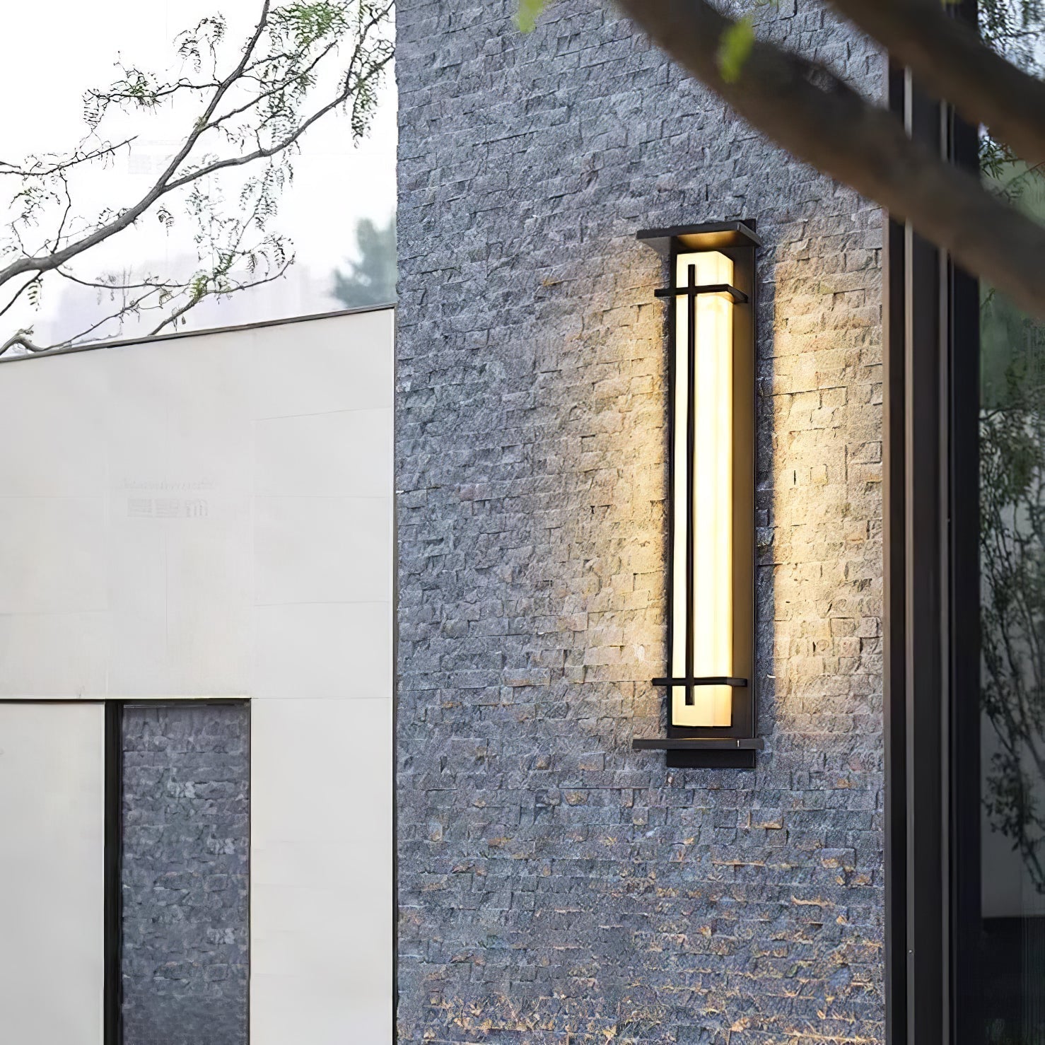 Ray Square Outdoor Wall Light Imitation Alabaster Waterproof - Neutral Decor