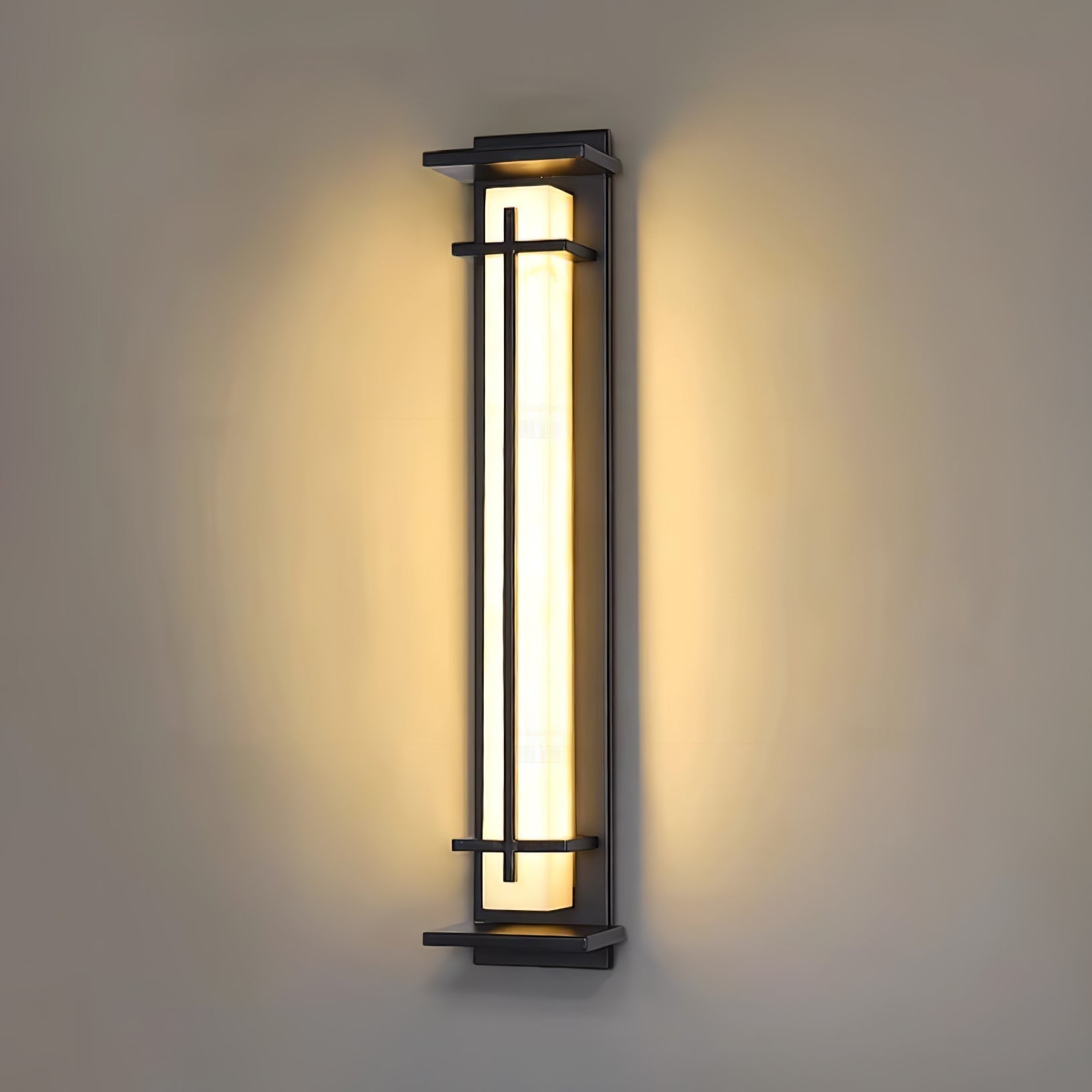 Ray Square Outdoor Wall Light Imitation Alabaster Waterproof - Neutral Decor
