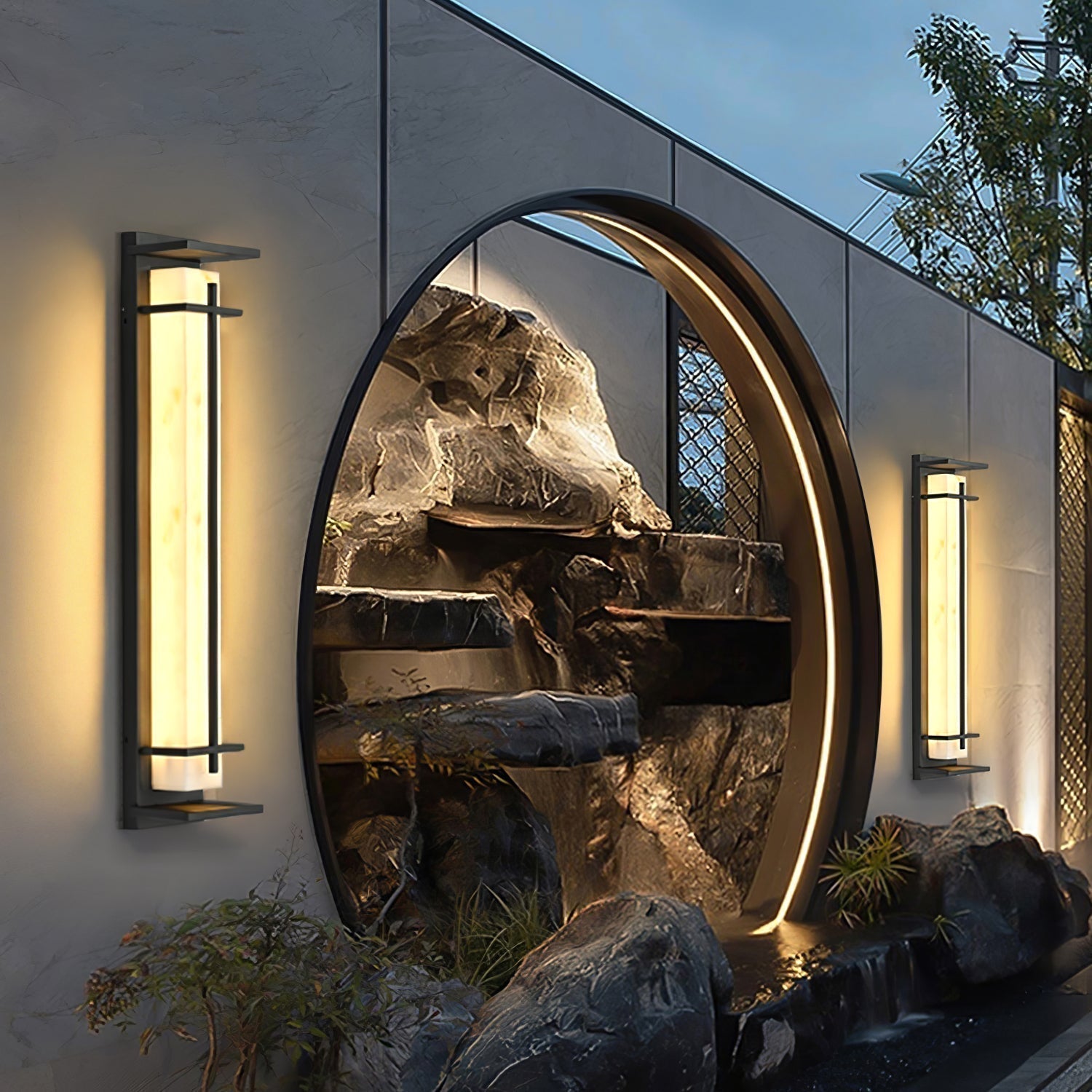 Ray Square Outdoor Wall Light Imitation Alabaster Waterproof - Neutral Decor