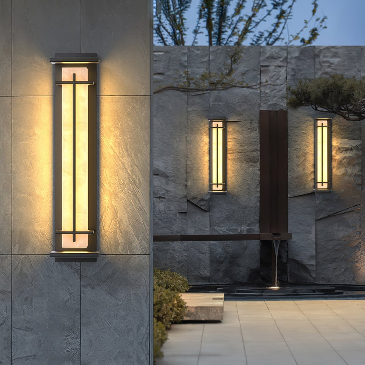 Ray Square Outdoor Wall Light Imitation Alabaster Waterproof - Neutral Decor