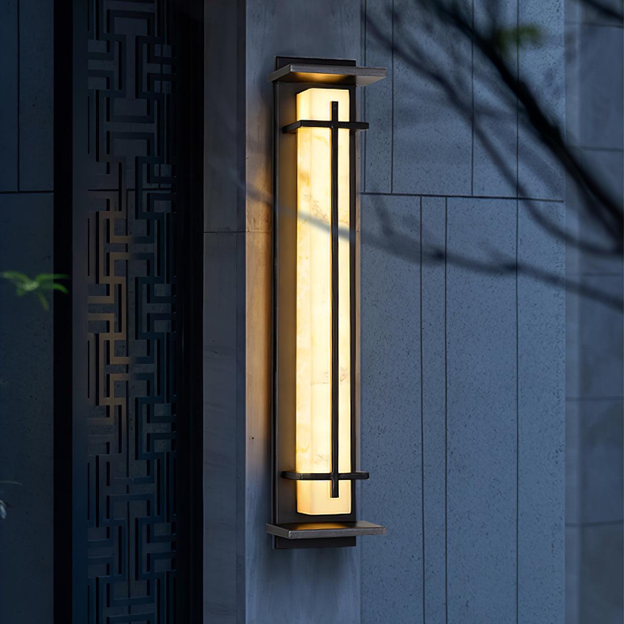 Ray Square Outdoor Wall Light Imitation Alabaster Waterproof - Neutral Decor