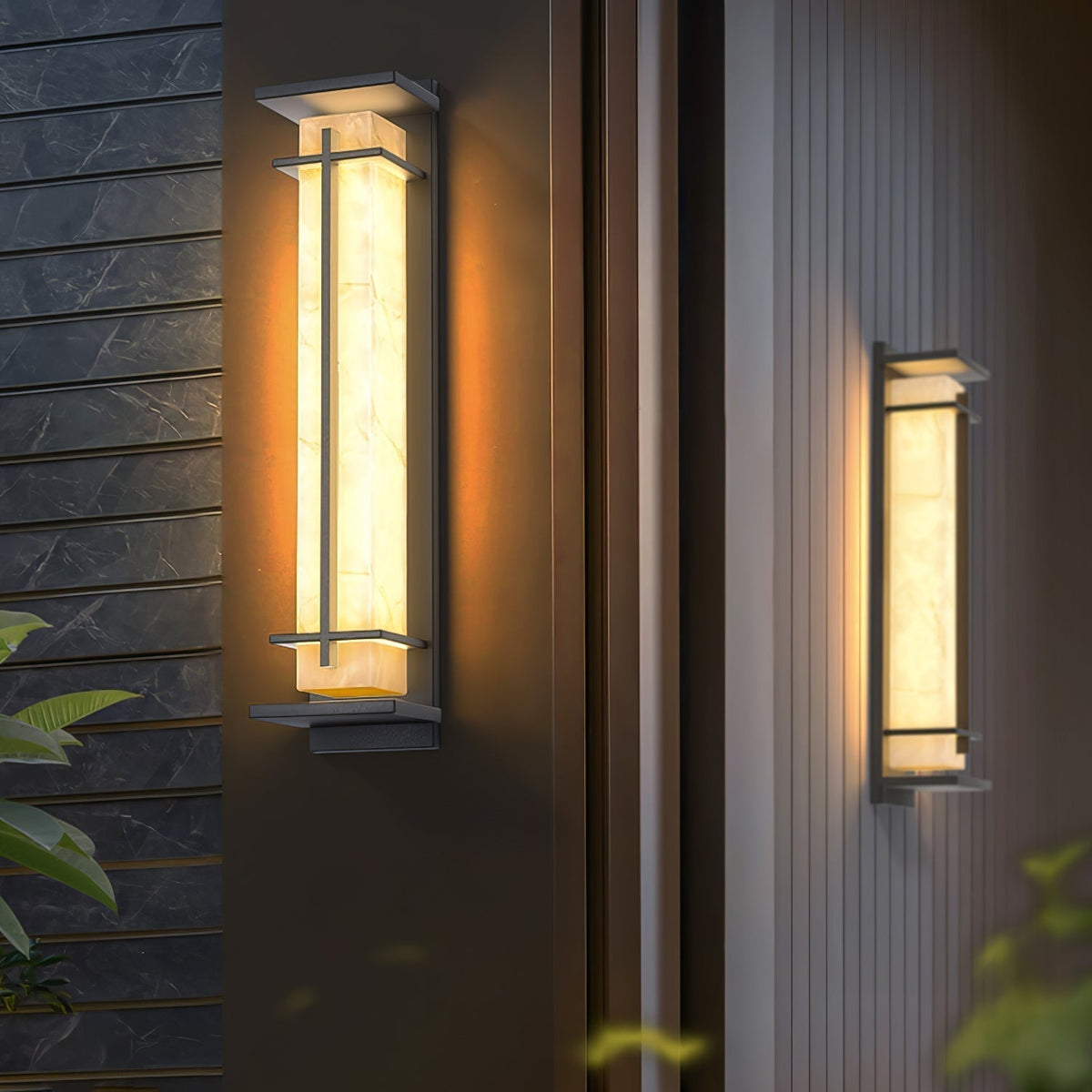Ray Square Outdoor Wall Light Imitation Alabaster Waterproof - Neutral Decor