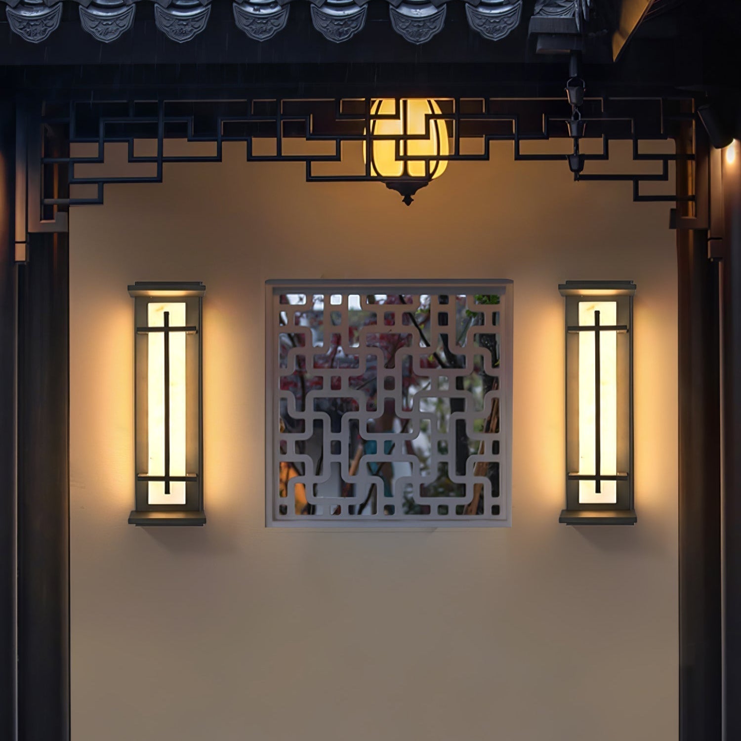 Ray Square Outdoor Wall Light Imitation Alabaster Waterproof - Neutral Decor