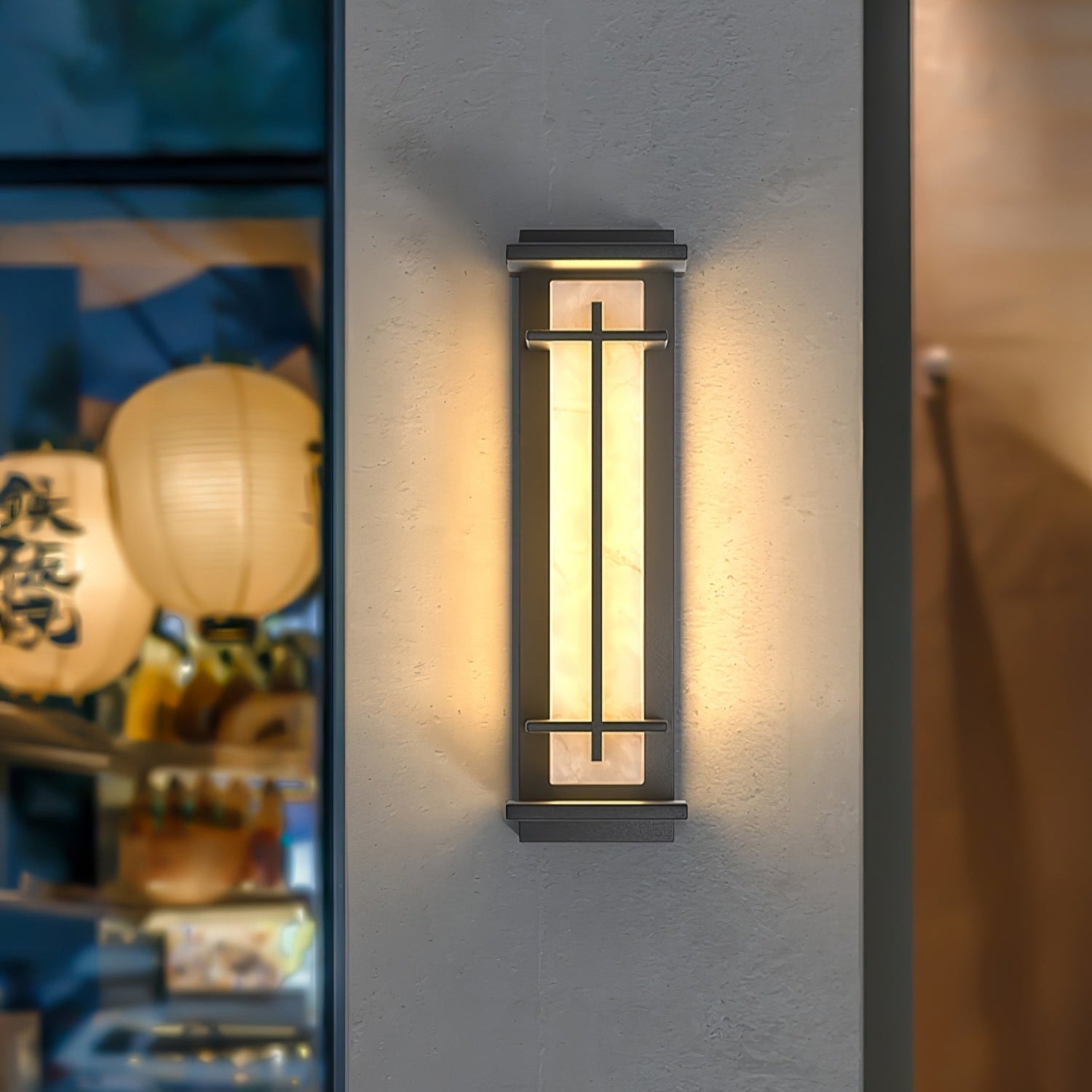 Ray Square Outdoor Wall Light Imitation Alabaster Waterproof - Neutral Decor