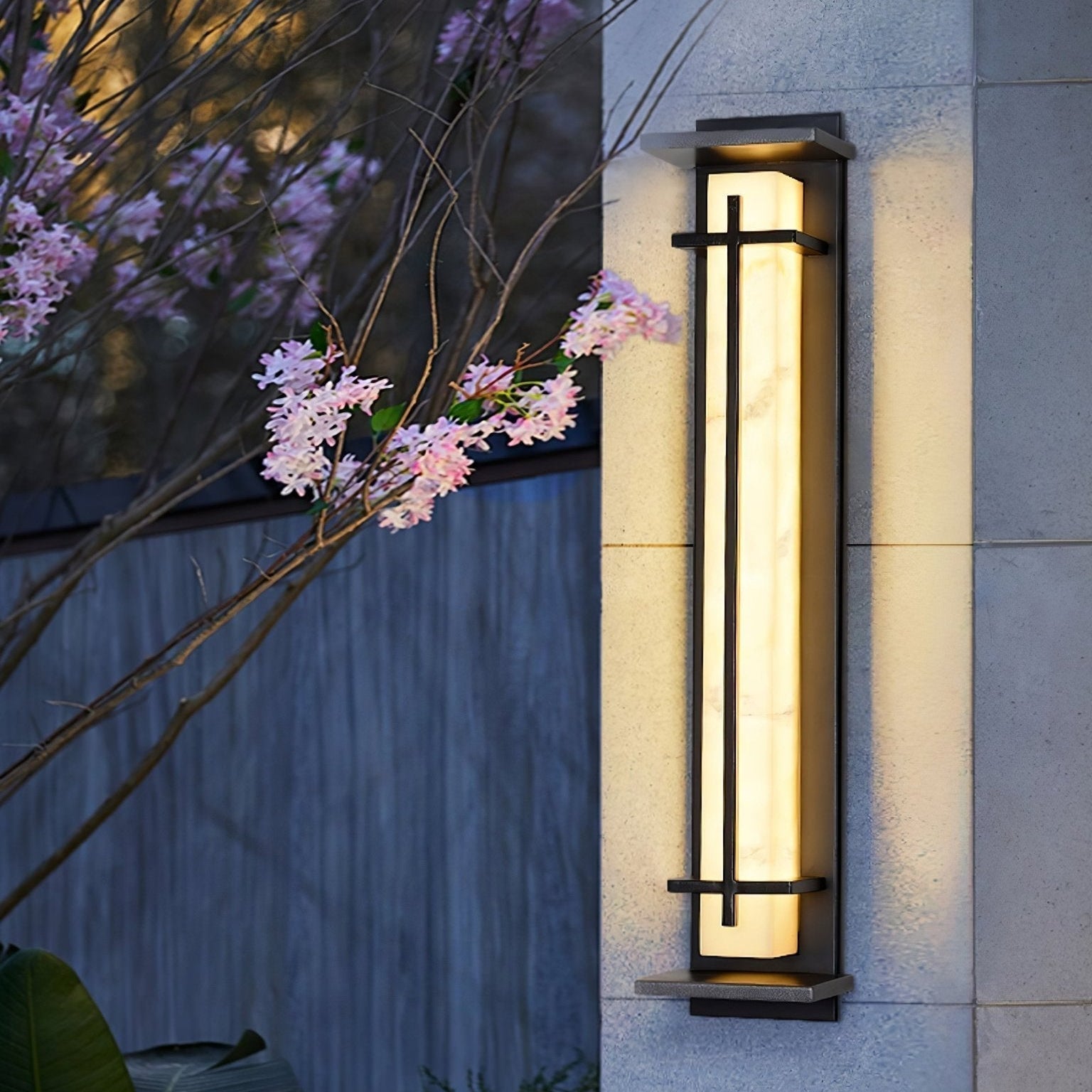 Ray Square Outdoor Wall Light Imitation Alabaster Waterproof - Neutral Decor