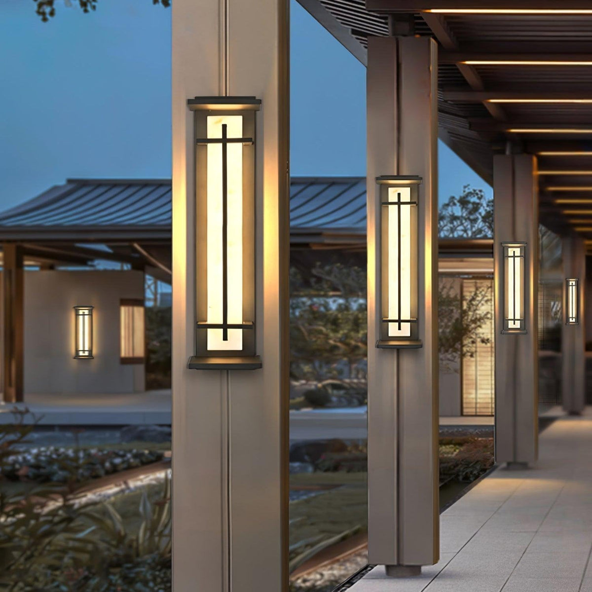 Ray Square Outdoor Wall Light Imitation Alabaster Waterproof - Neutral Decor