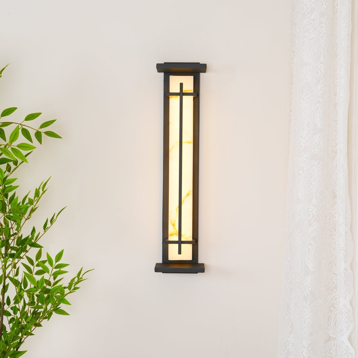 Ray Square Outdoor Wall Light Imitation Alabaster Waterproof - Neutral Decor