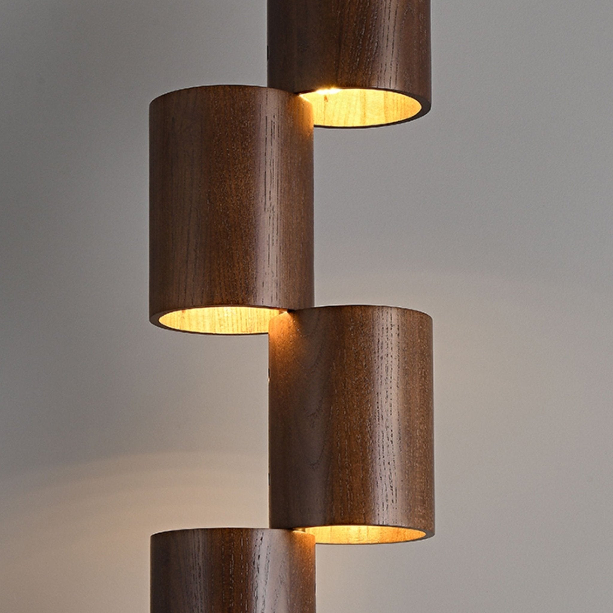 Aris Stacked Wood Tower Floor Lamp