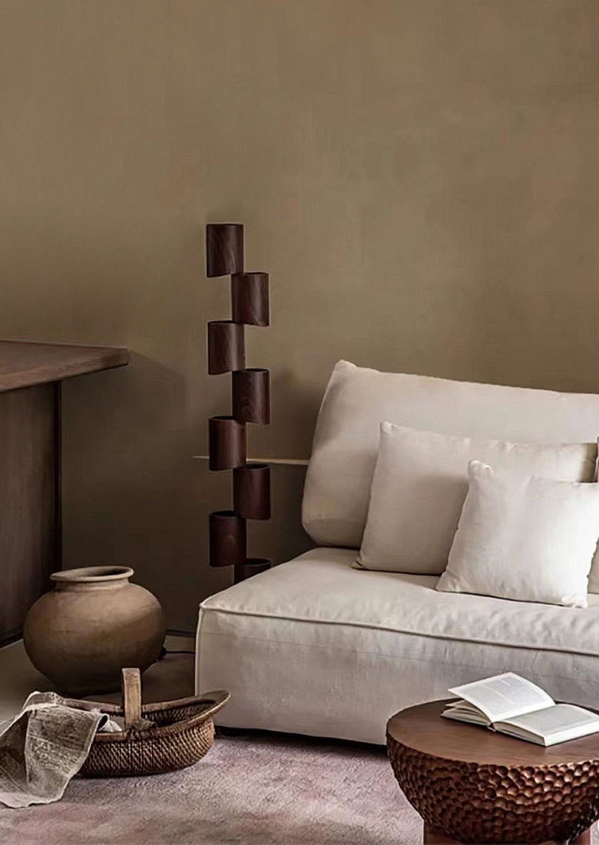 Aris Stacked Wood Tower Floor Lamp