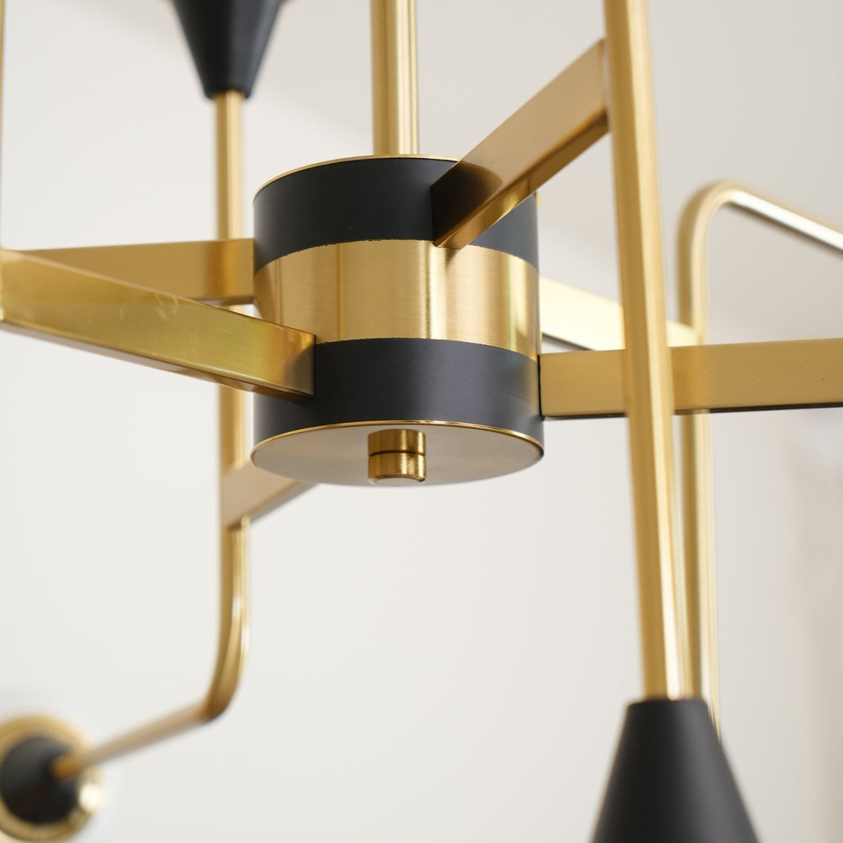 Wasgt Chandelier Stilnovo Brass Black Glass