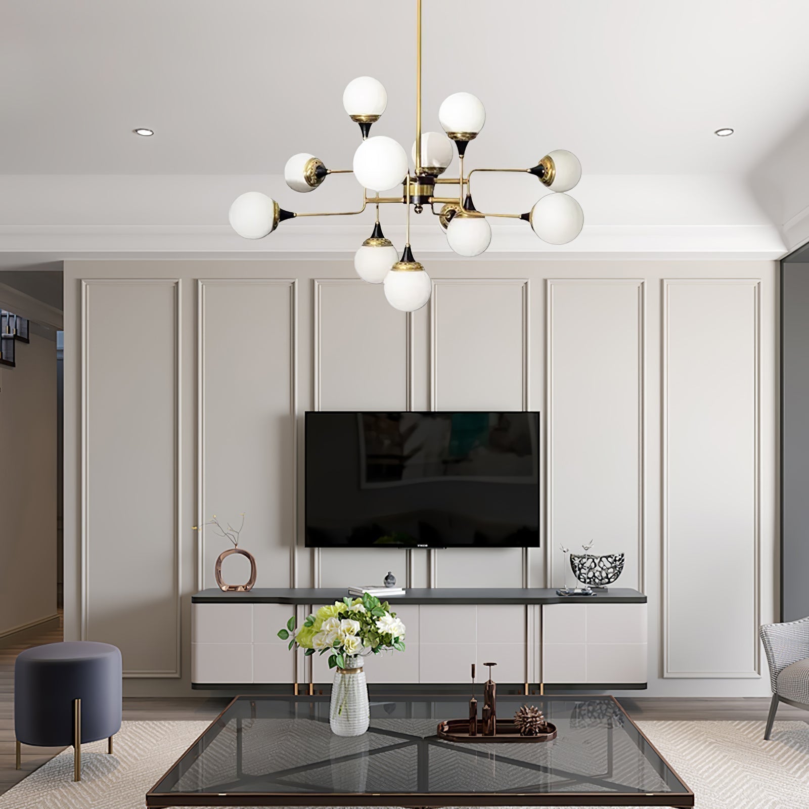 Wasgt Chandelier Stilnovo Brass Black Glass