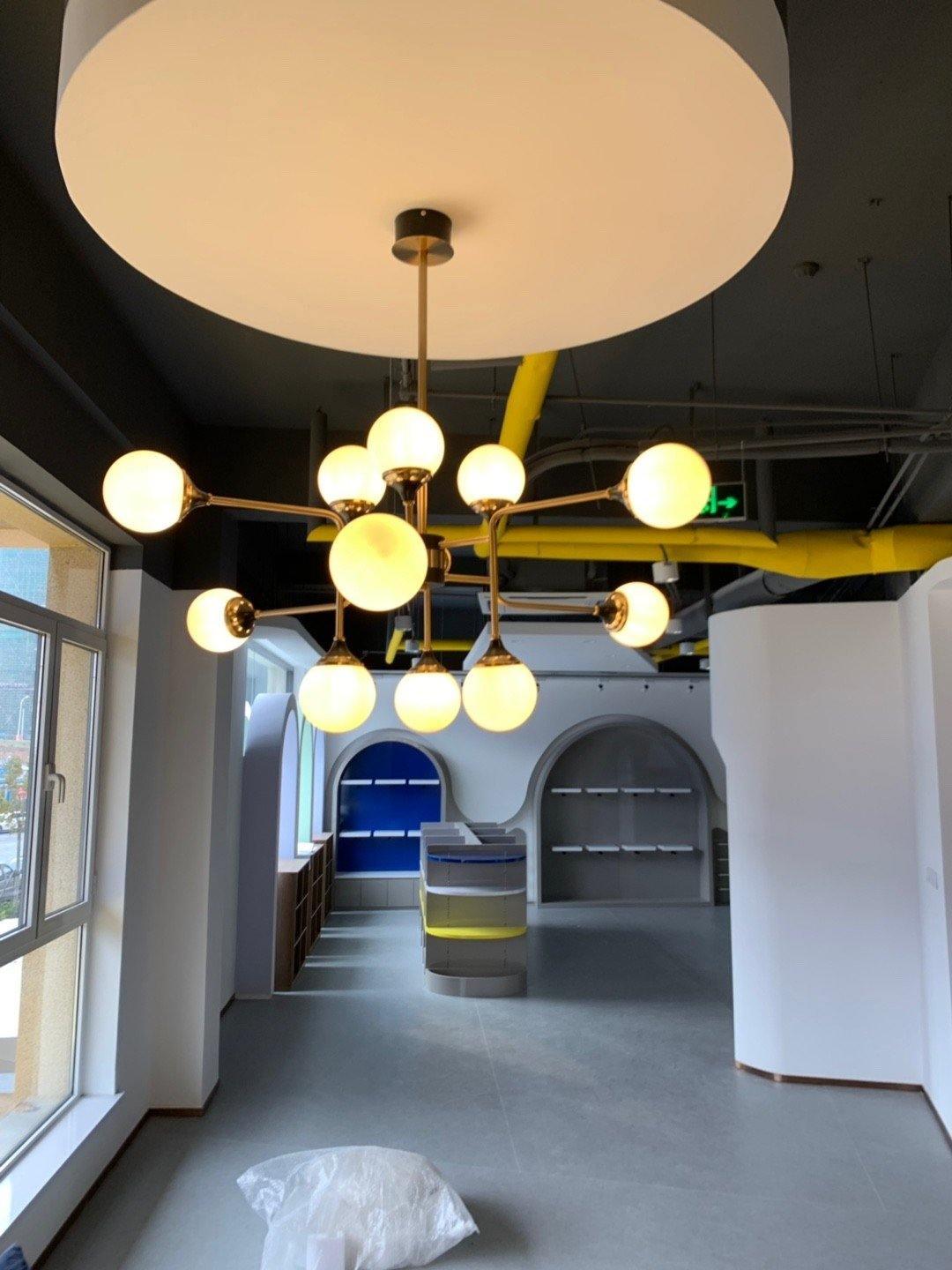 Wasgt Chandelier Stilnovo Brass Black Glass