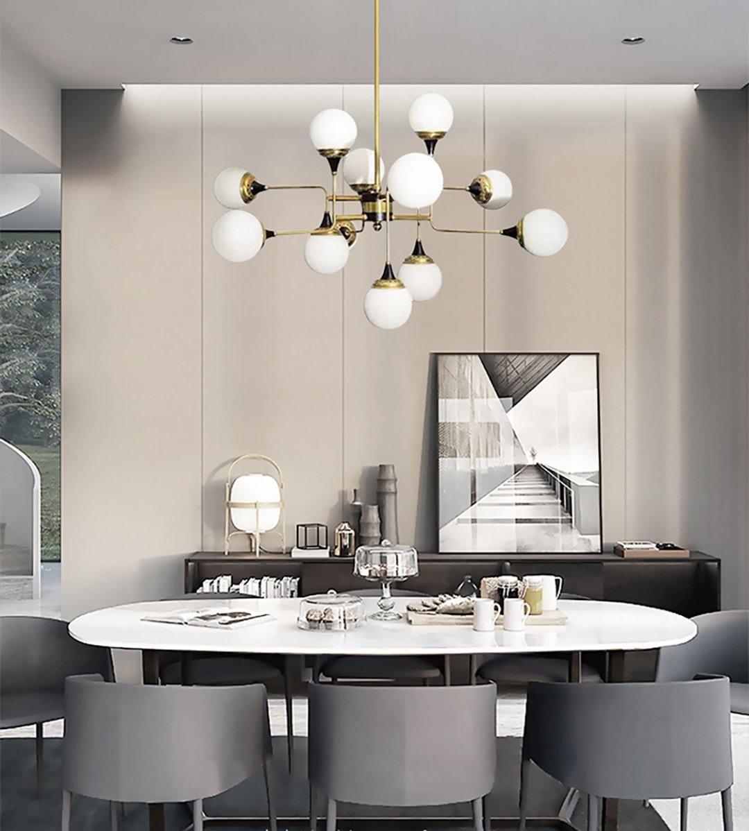 Wasgt Chandelier Stilnovo Brass Black Glass