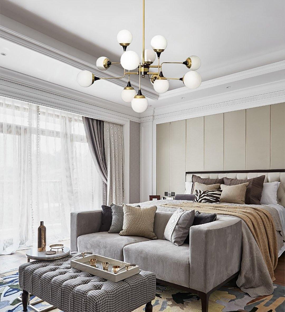 Wasgt Chandelier Stilnovo Brass Black Glass