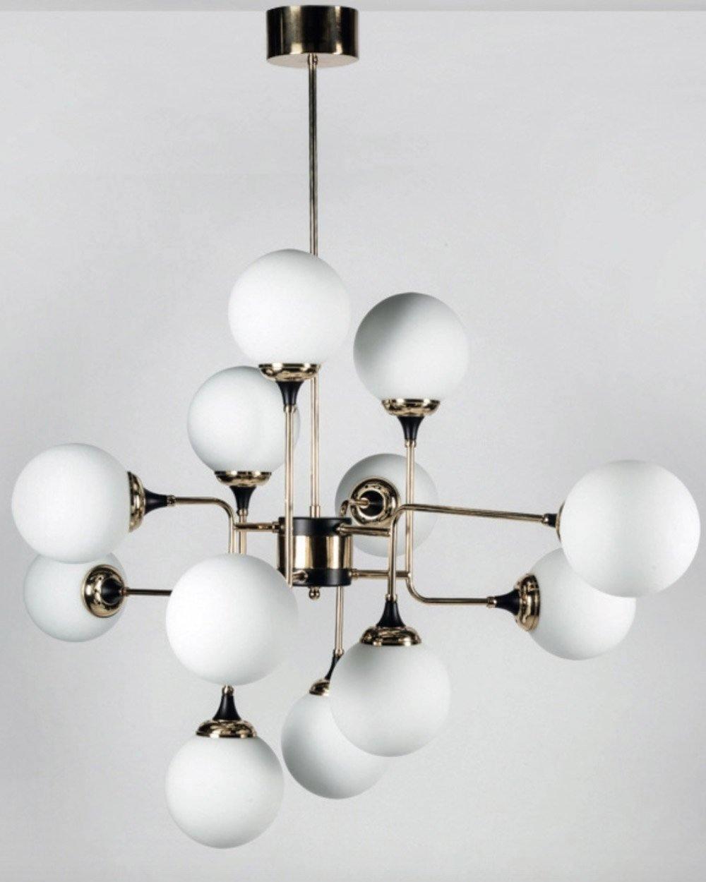 Wasgt Chandelier Stilnovo Brass Black Glass