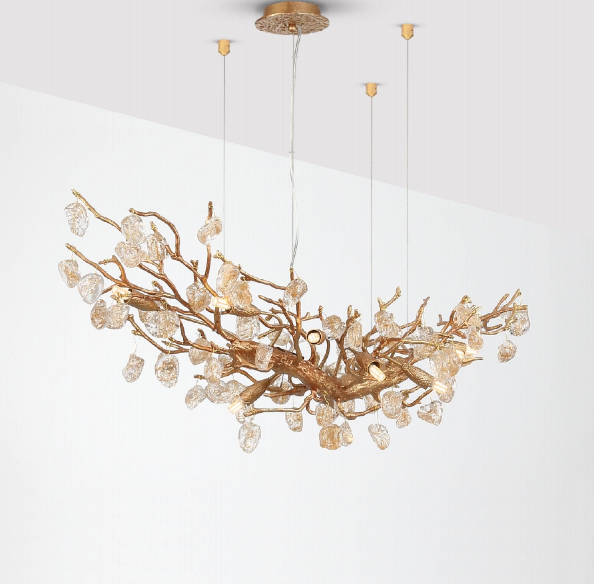 Arborea Brass Branch Crystal Chandelier