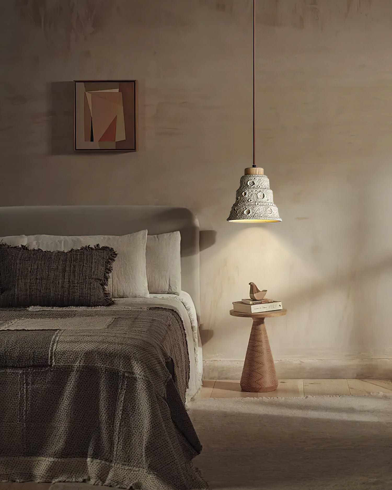 Ilphaeth Nordic Art Bell Stone Wood Pendant Light