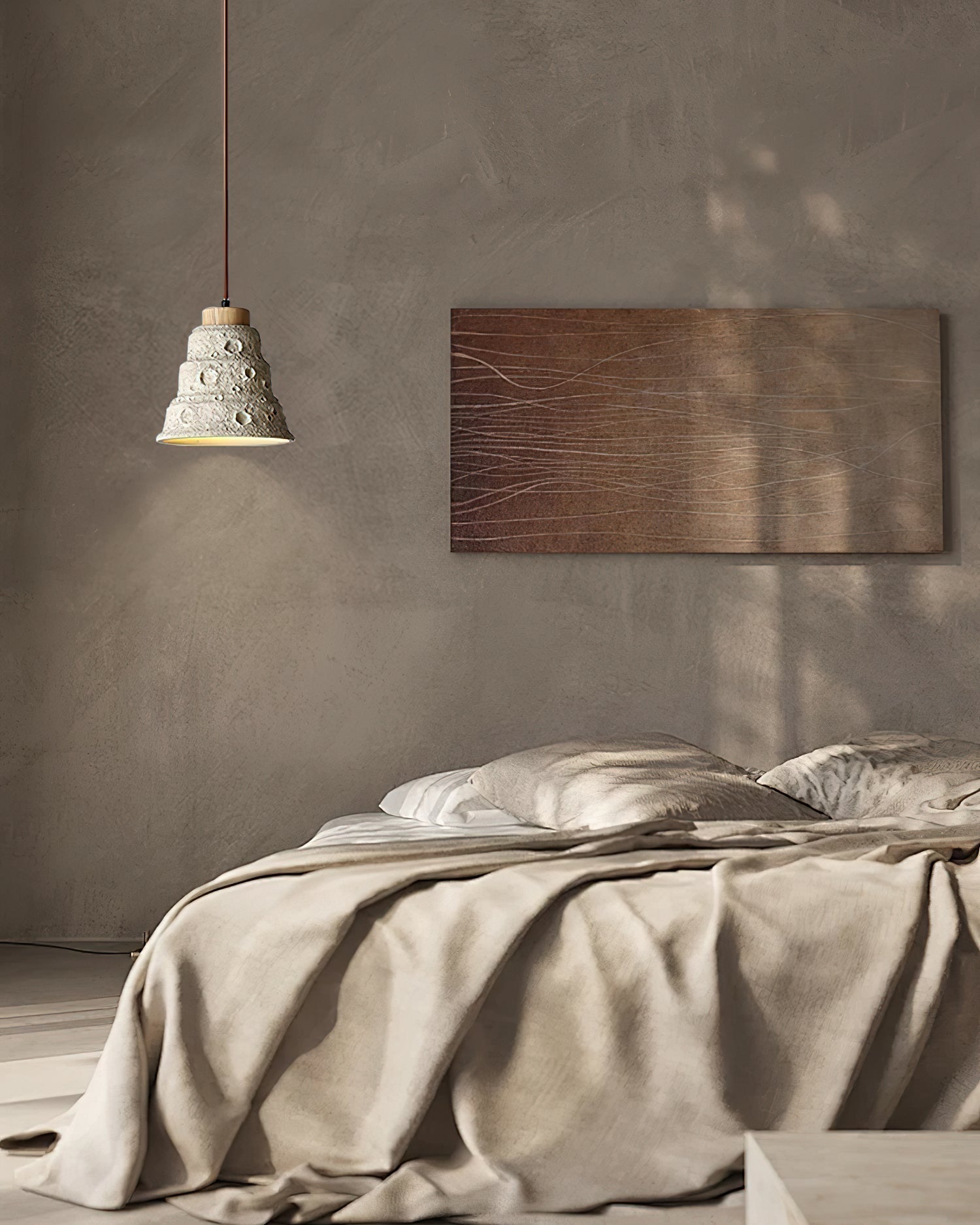 Ilphaeth Nordic Art Bell Stone Wood Pendant Light