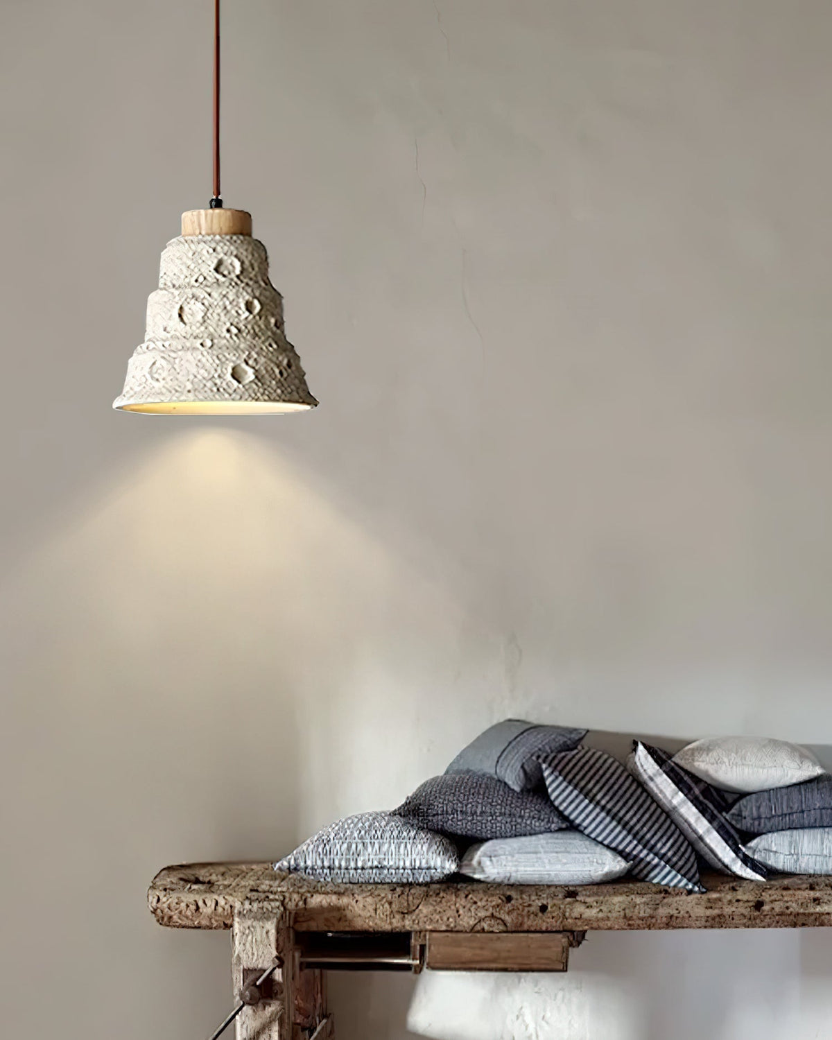 Ilphaeth Nordic Art Bell Stone Wood Pendant Light