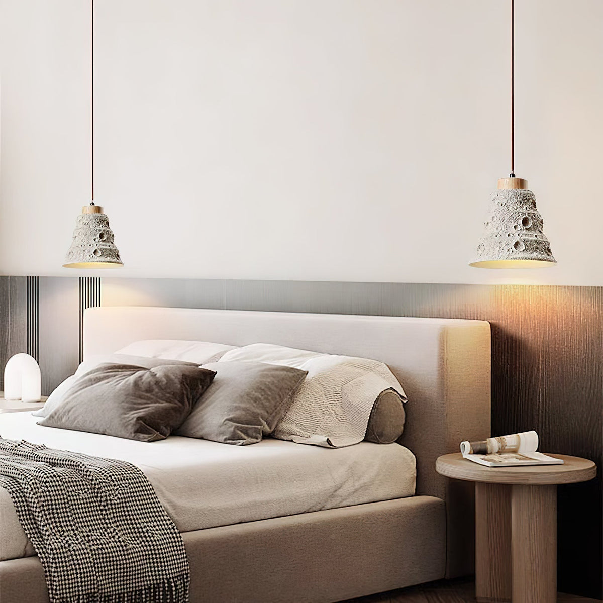 Ilphaeth Nordic Art Bell Stone Wood Pendant Light
