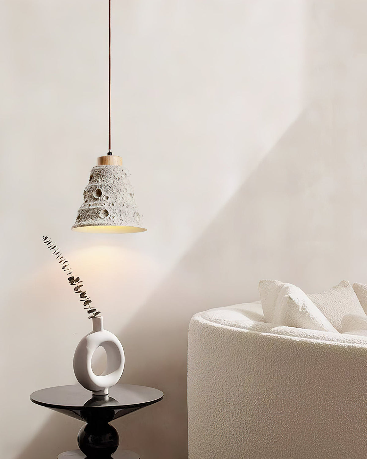 Ilphaeth Nordic Art Bell Stone Wood Pendant Light