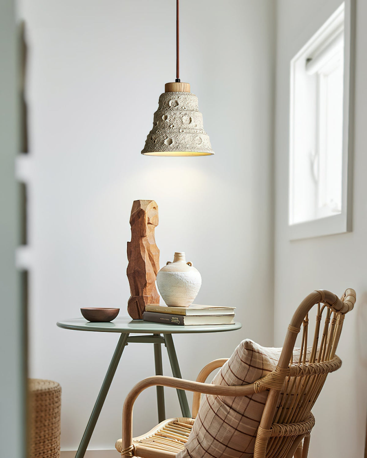 Ilphaeth Nordic Art Bell Stone Wood Pendant Light