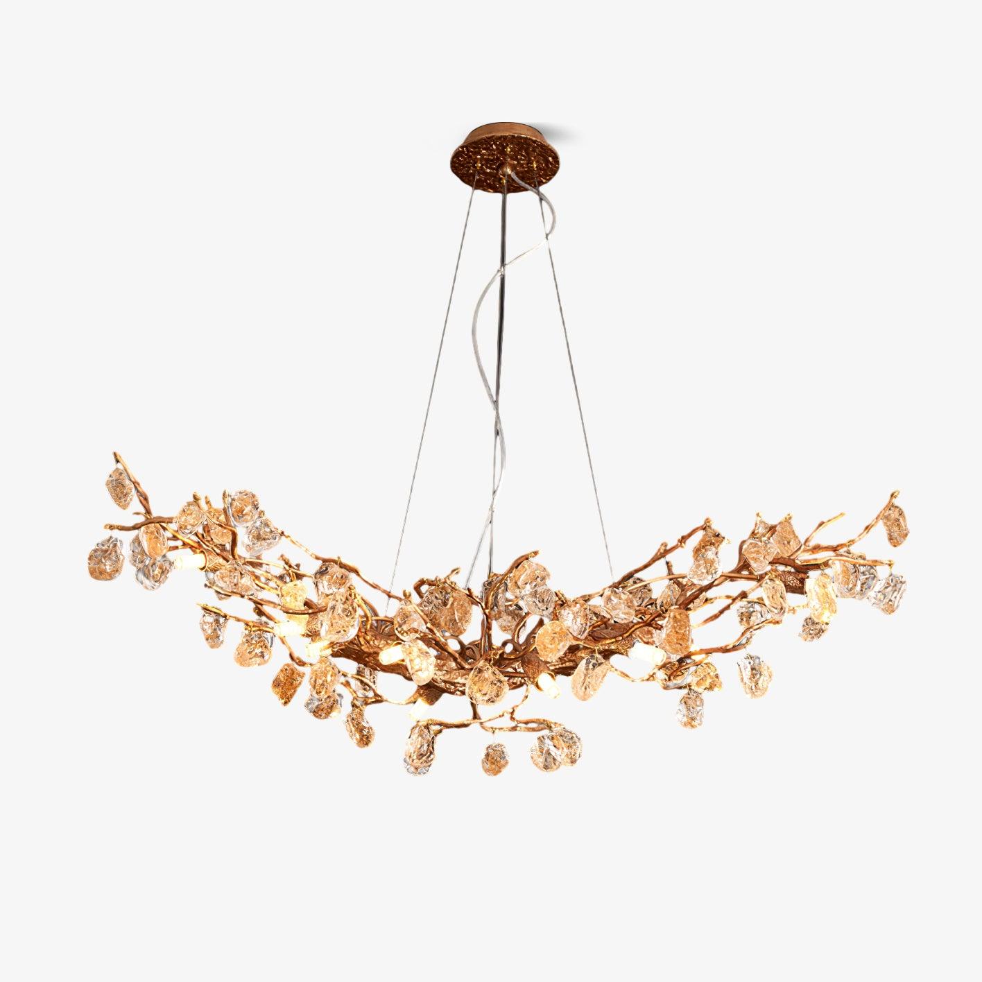 Arborea Brass Branch Crystal Chandelier