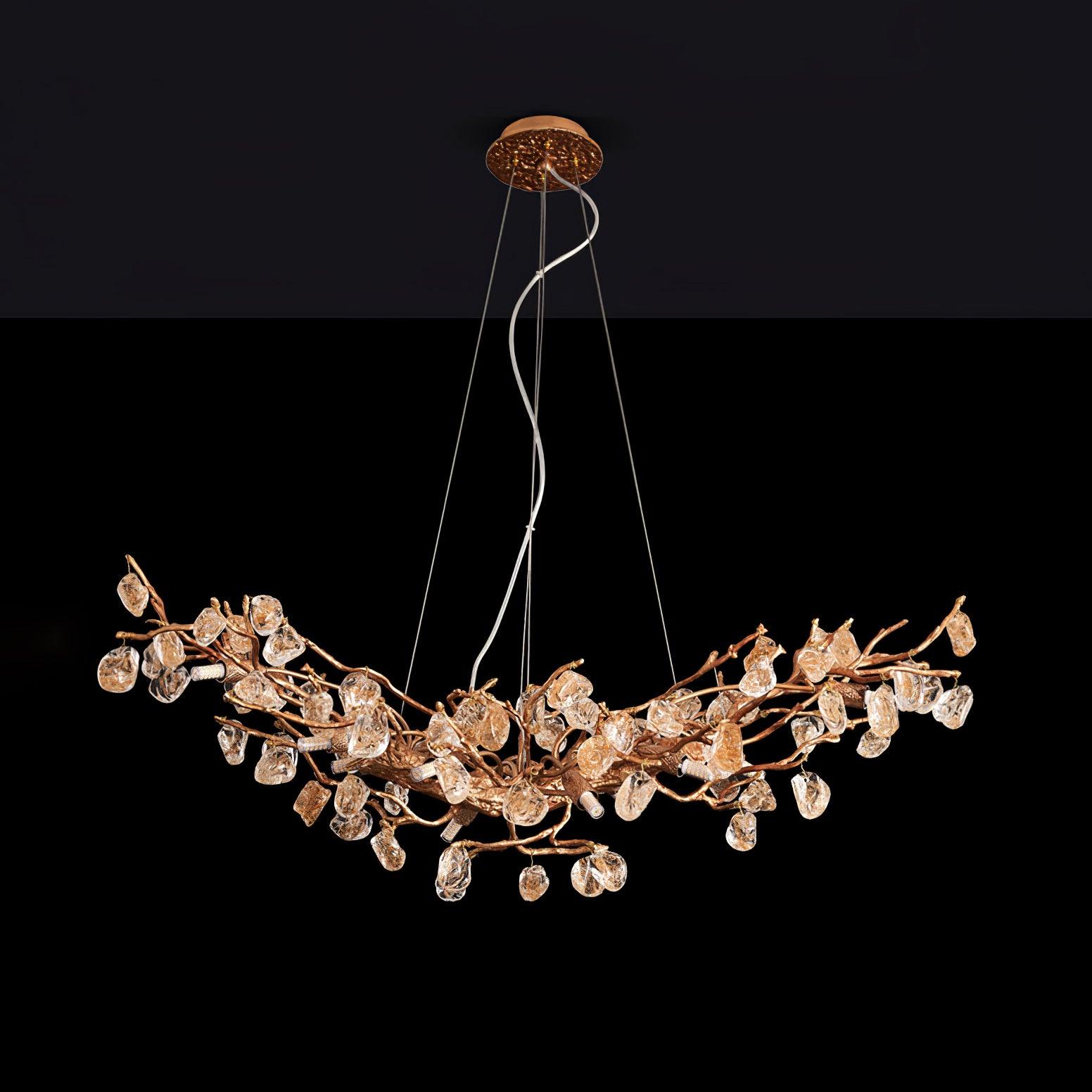 Arborea Brass Branch Crystal Chandelier