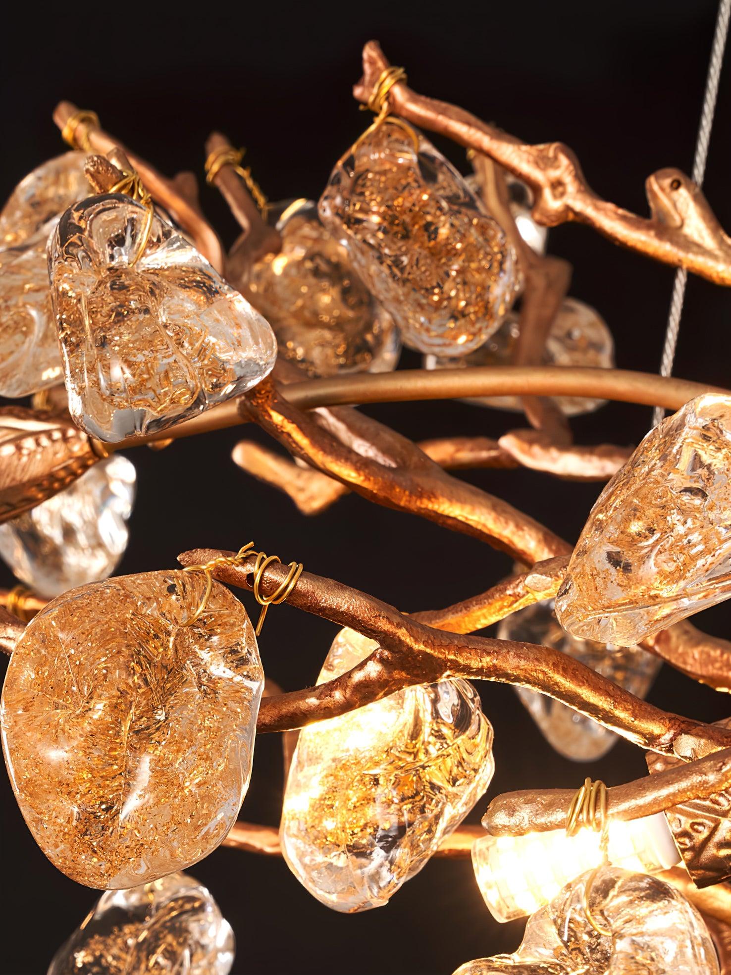 Arborea Brass Branch Crystal Chandelier
