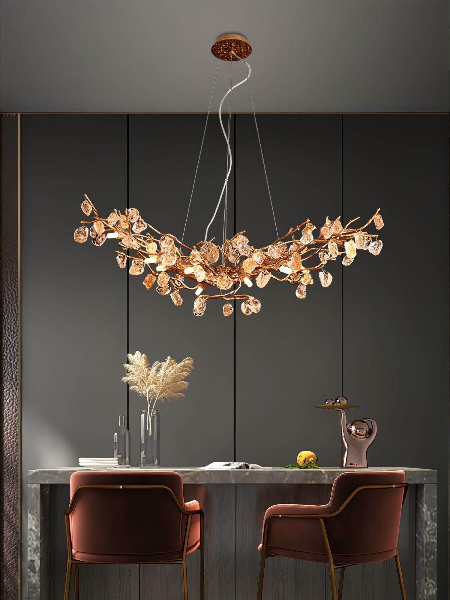Arborea Brass Branch Crystal Chandelier