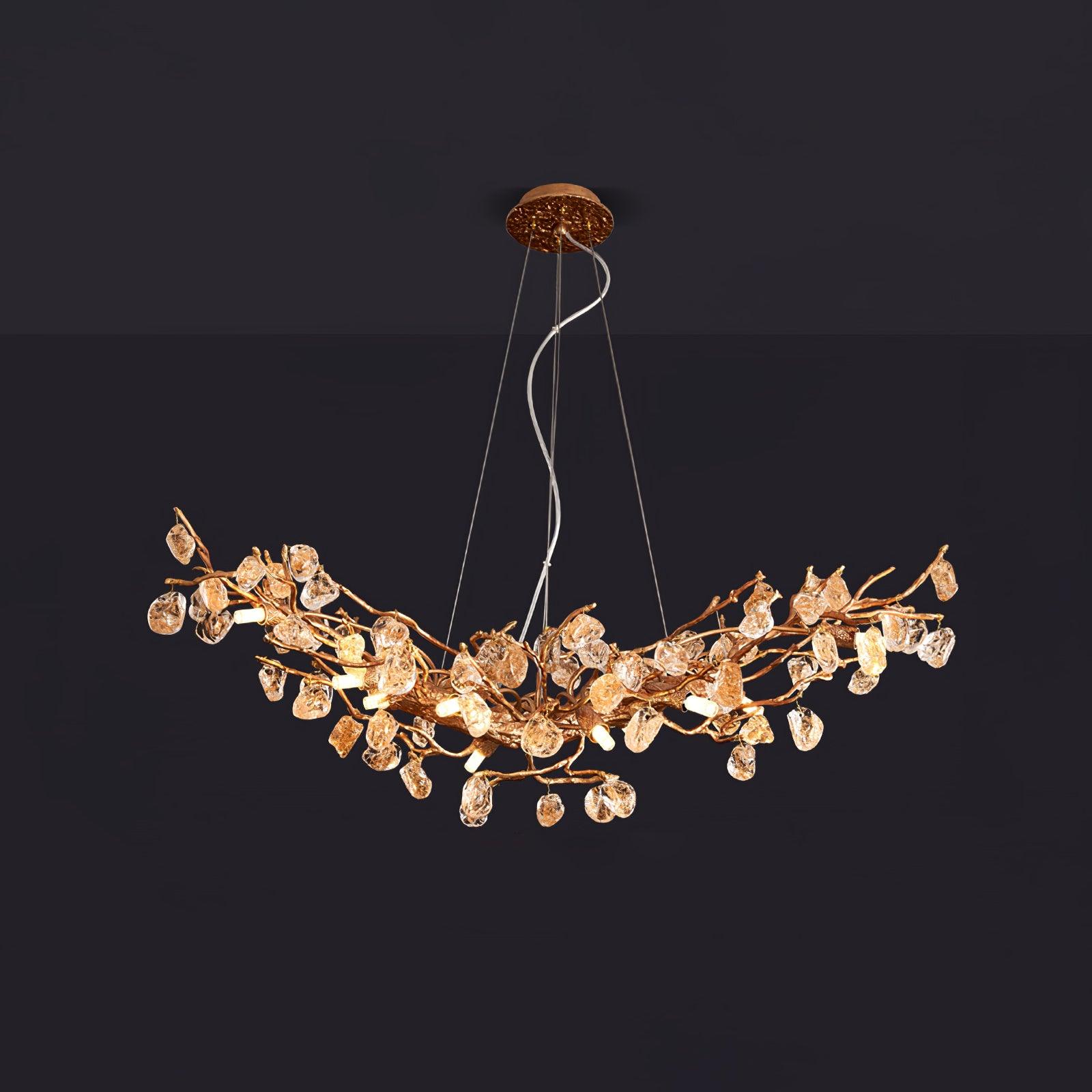 Arborea Brass Branch Crystal Chandelier