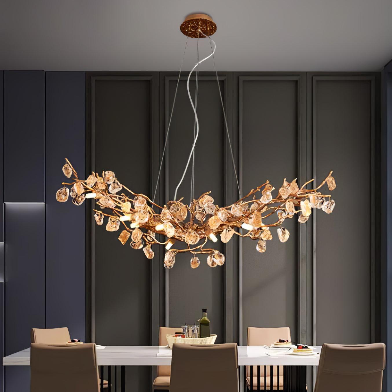 Arborea Brass Branch Crystal Chandelier