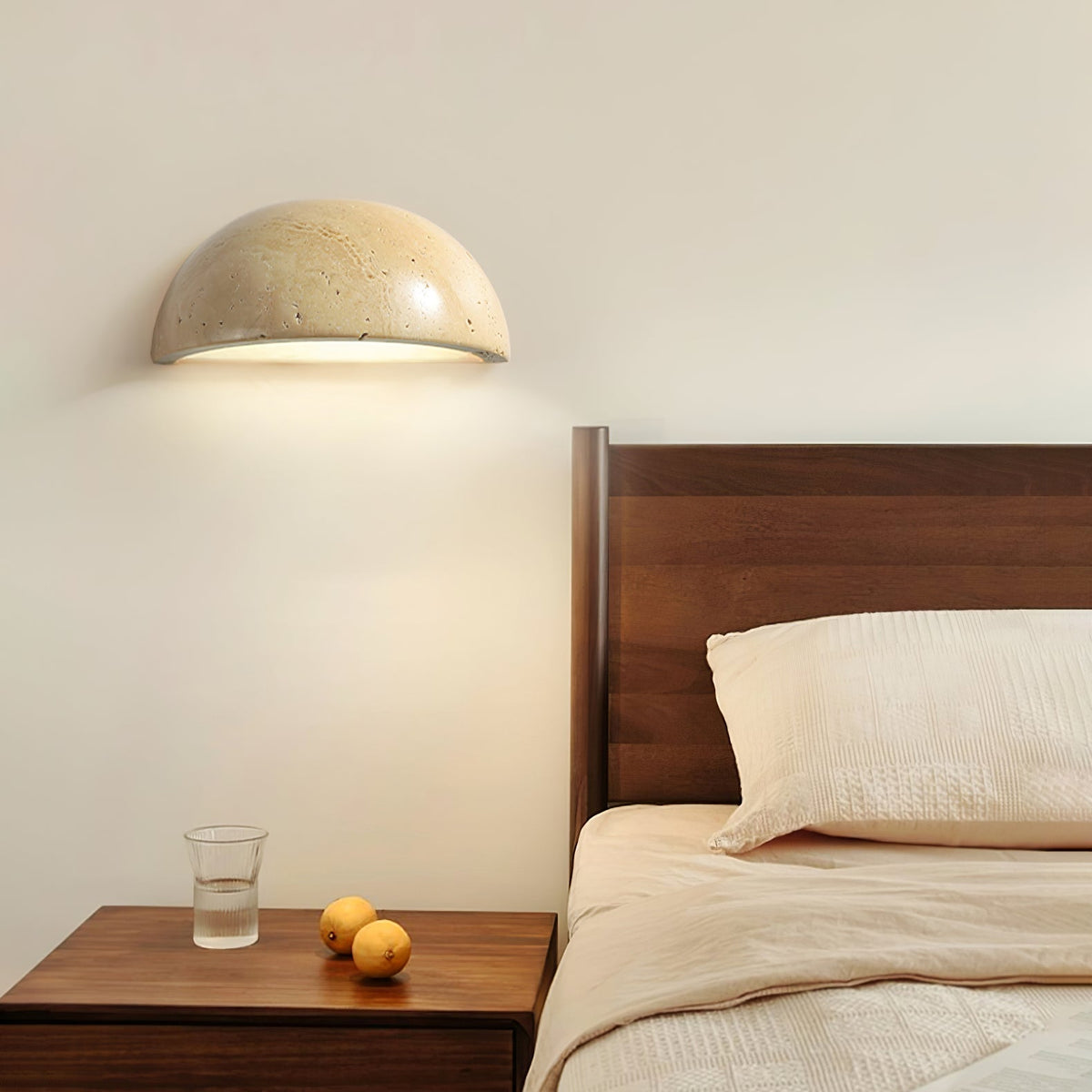 Vethayra Half-Dome Travertine Wall Light