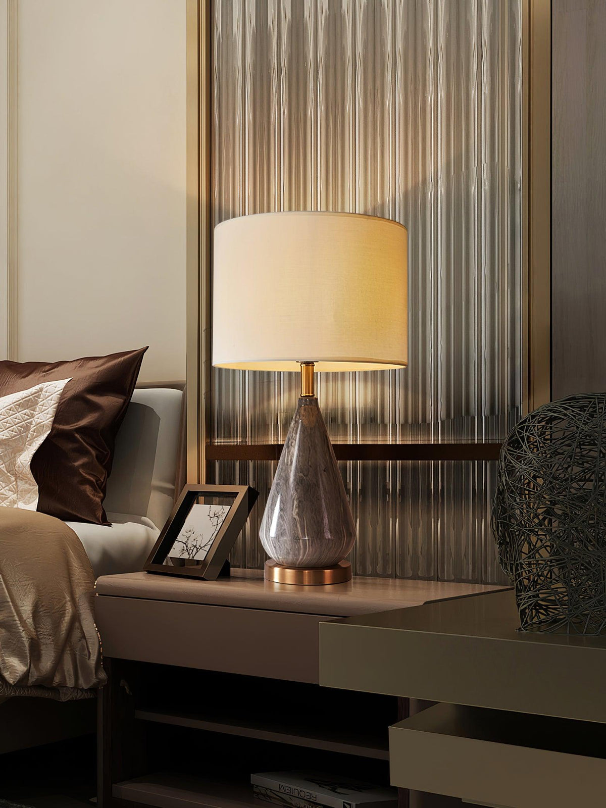 Elysian White & Black Marble Table Lamp