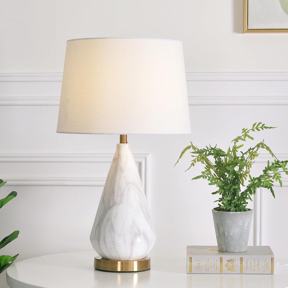 Elysian White & Black Marble Table Lamp
